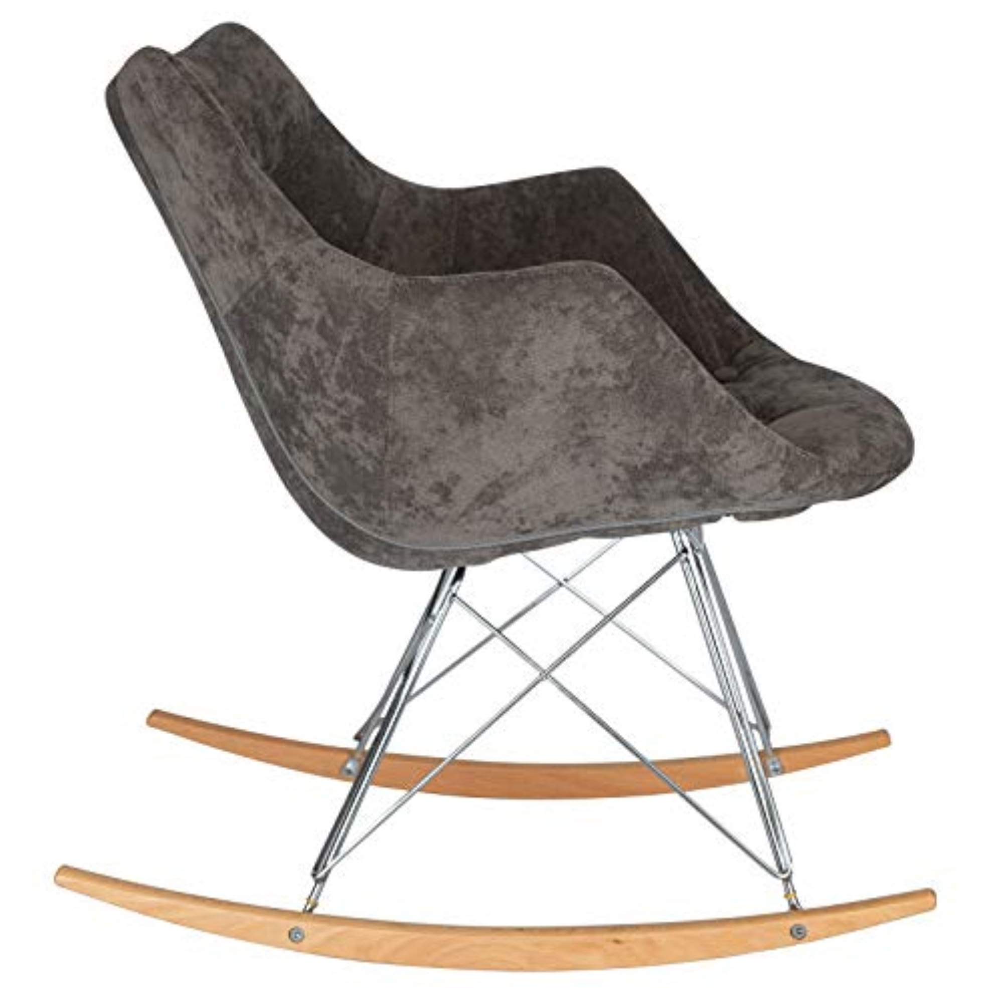 LeisureMod Willow Velvet Eiffel Base Rocking Chair