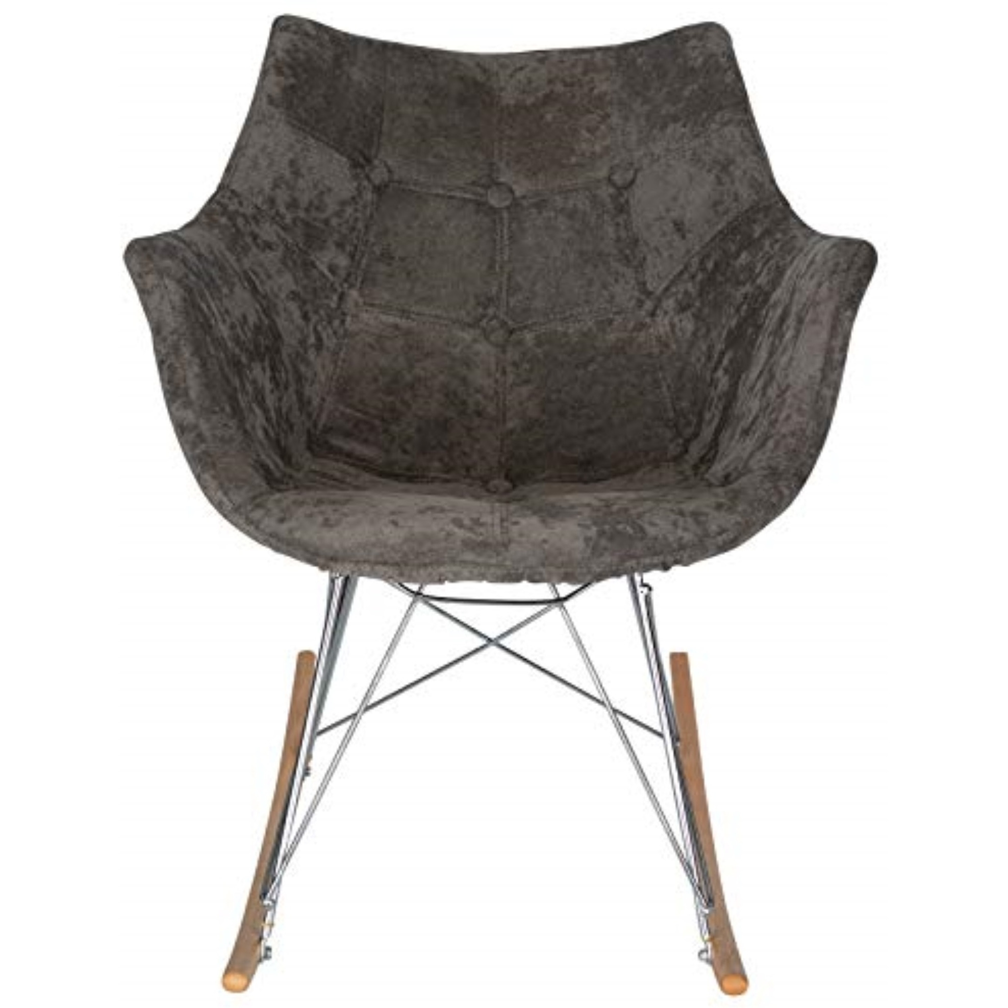 LeisureMod Willow Velvet Eiffel Base Rocking Chair