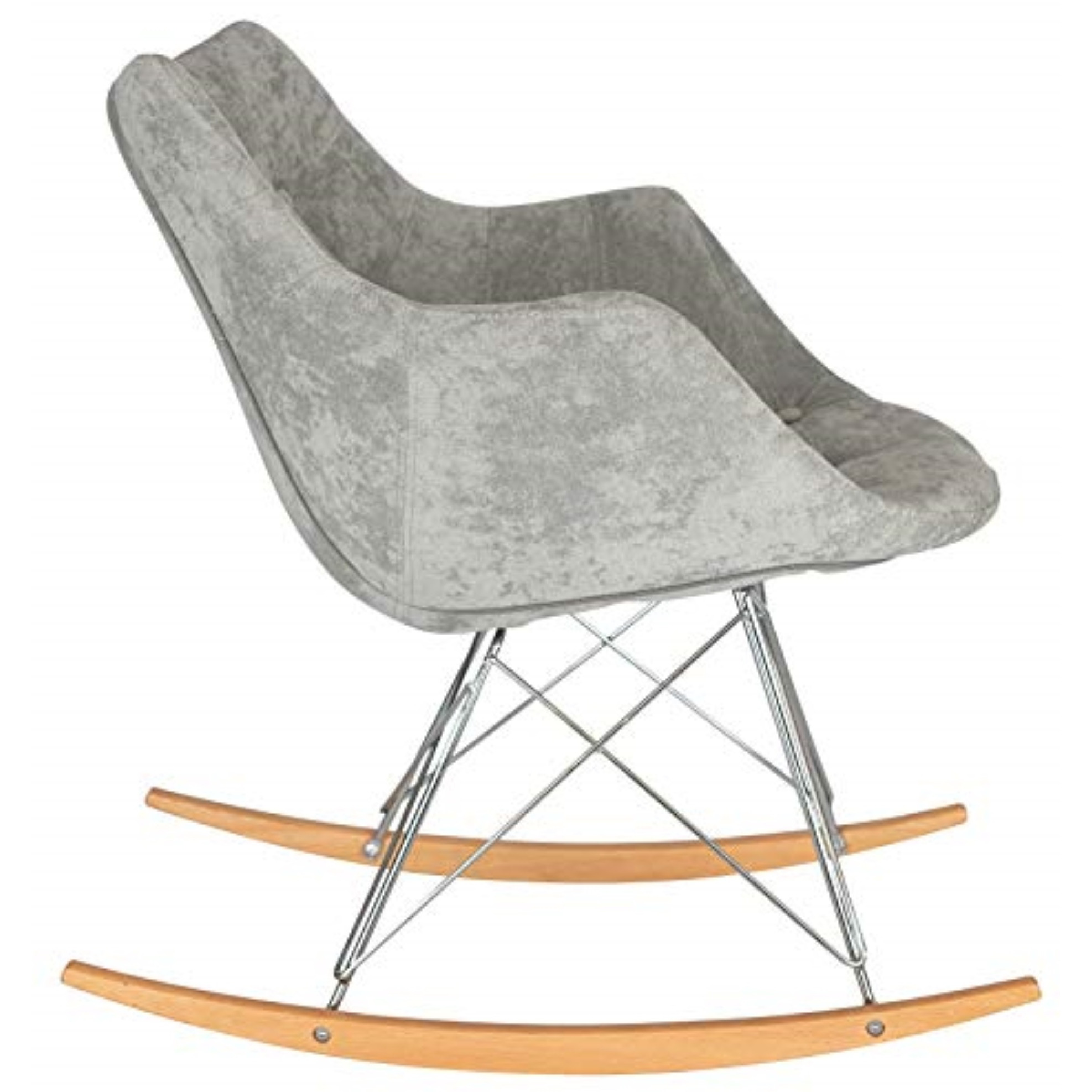 LeisureMod Willow Velvet Eiffel Base Rocking Chair