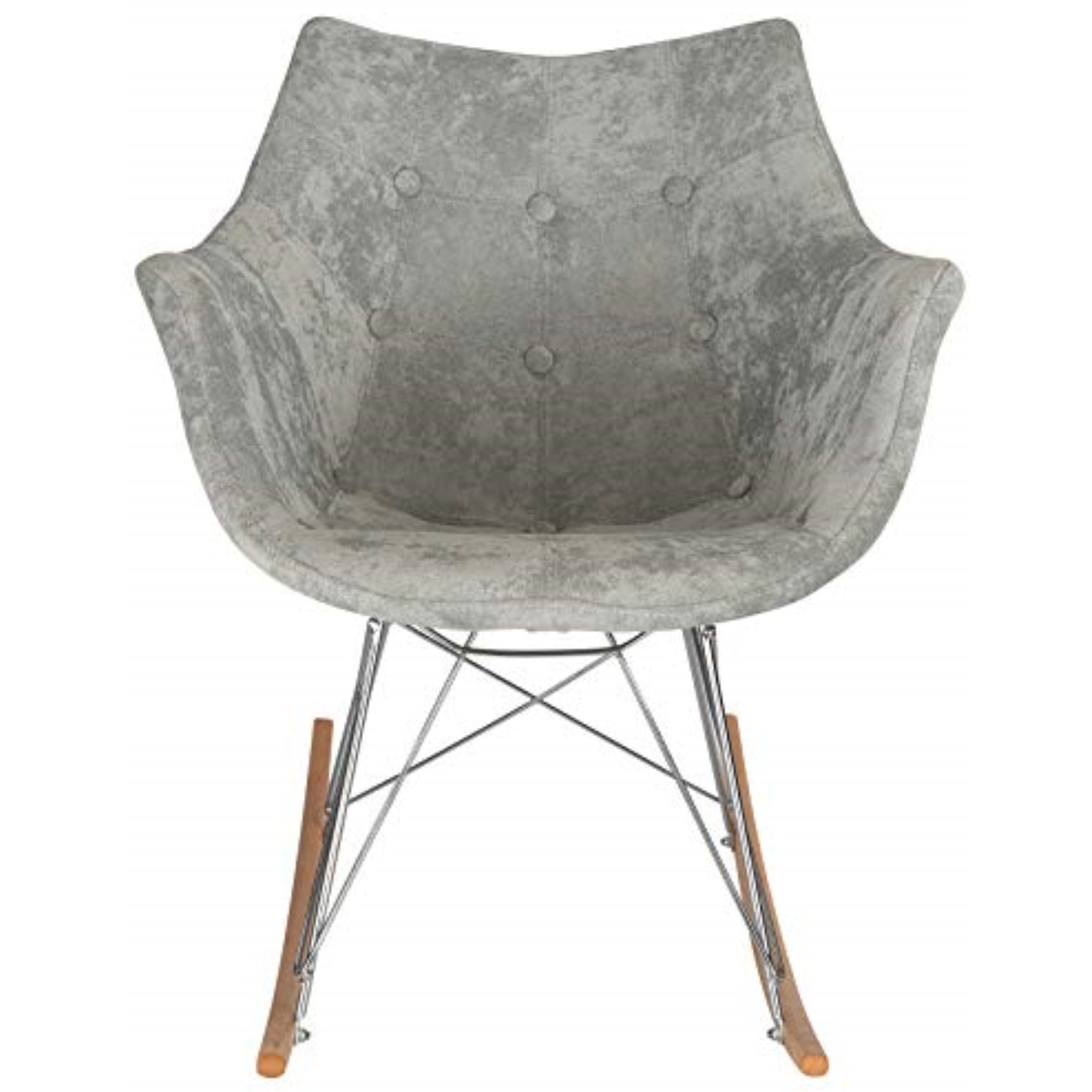LeisureMod Willow Velvet Eiffel Base Rocking Chair