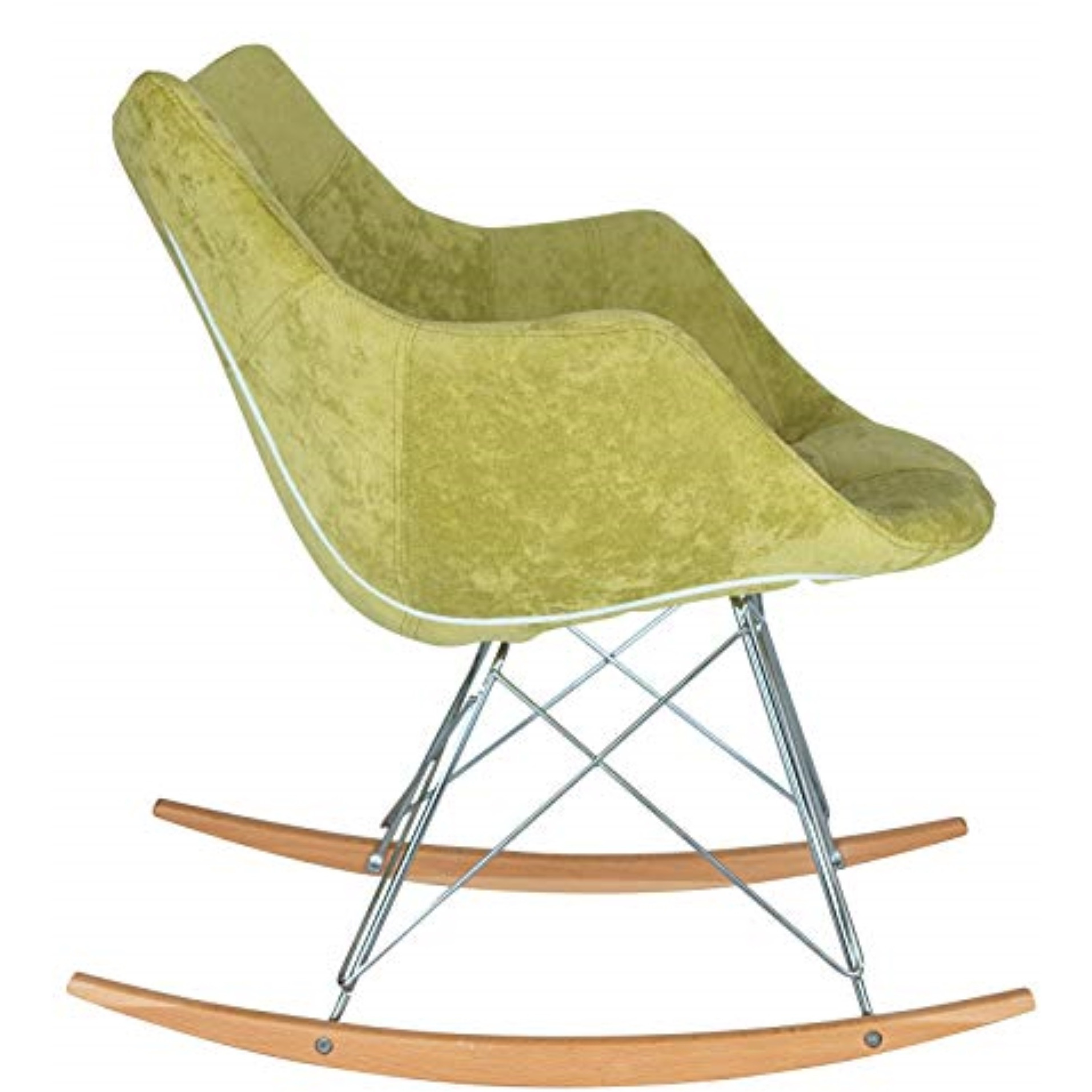 LeisureMod Willow Velvet Eiffel Base Rocking Chair