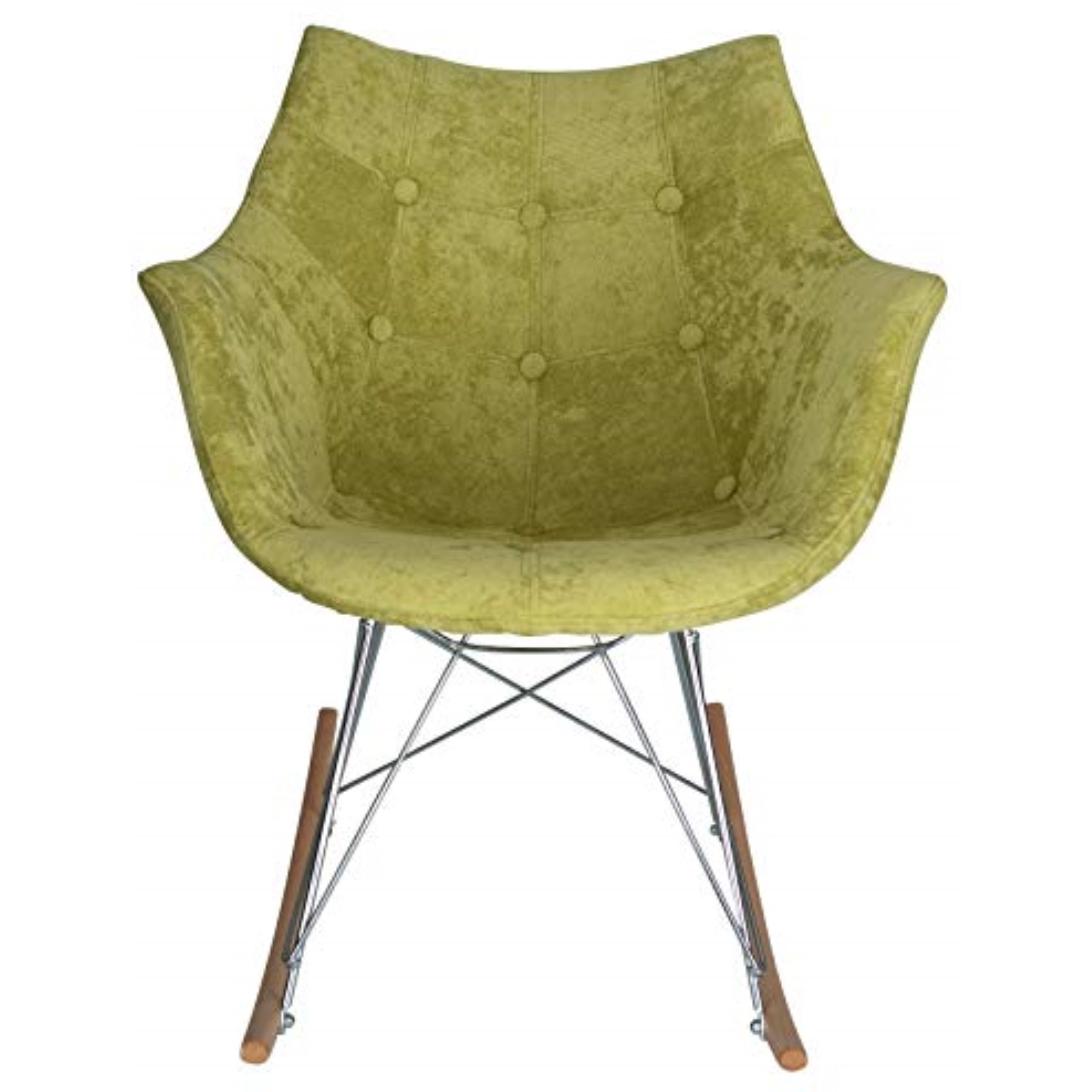 LeisureMod Willow Velvet Eiffel Base Rocking Chair