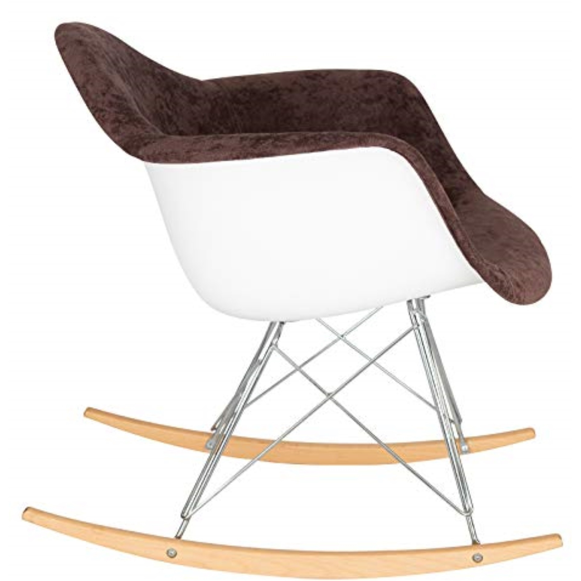 LeisureMod Wilson Velvet Eiffel Base Rocking Chair