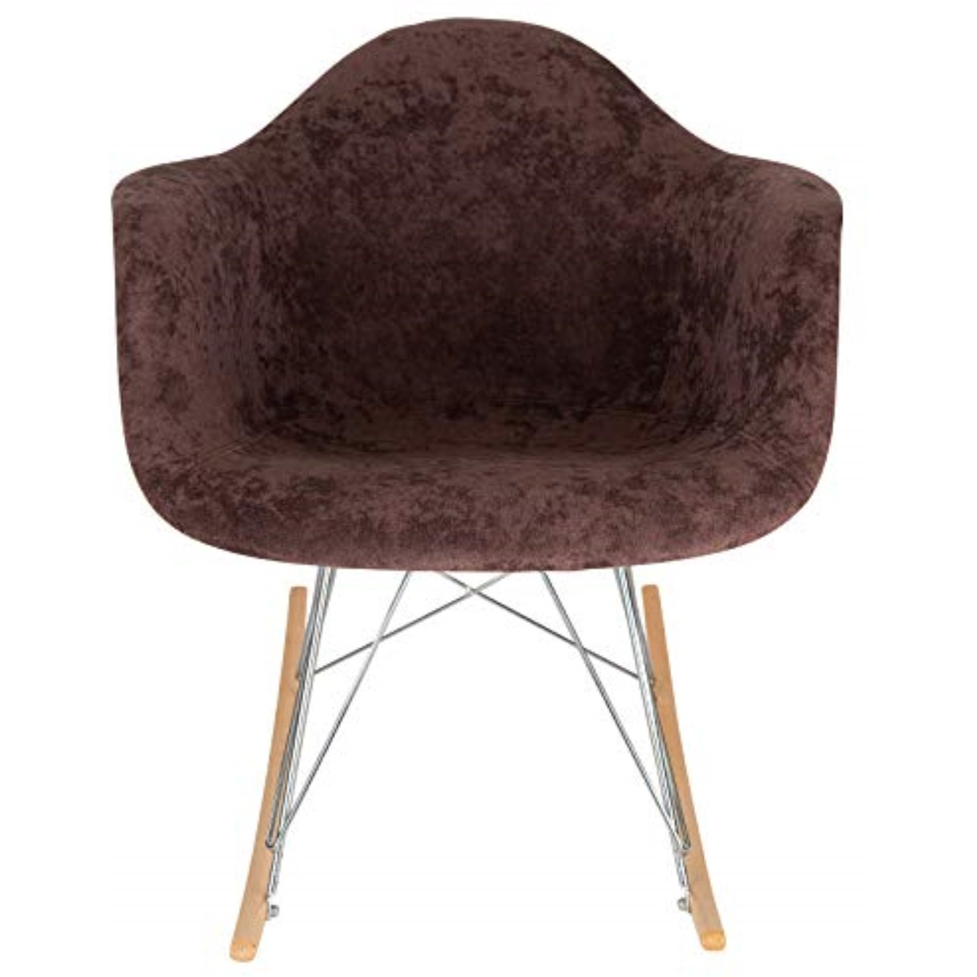 LeisureMod Wilson Velvet Eiffel Base Rocking Chair