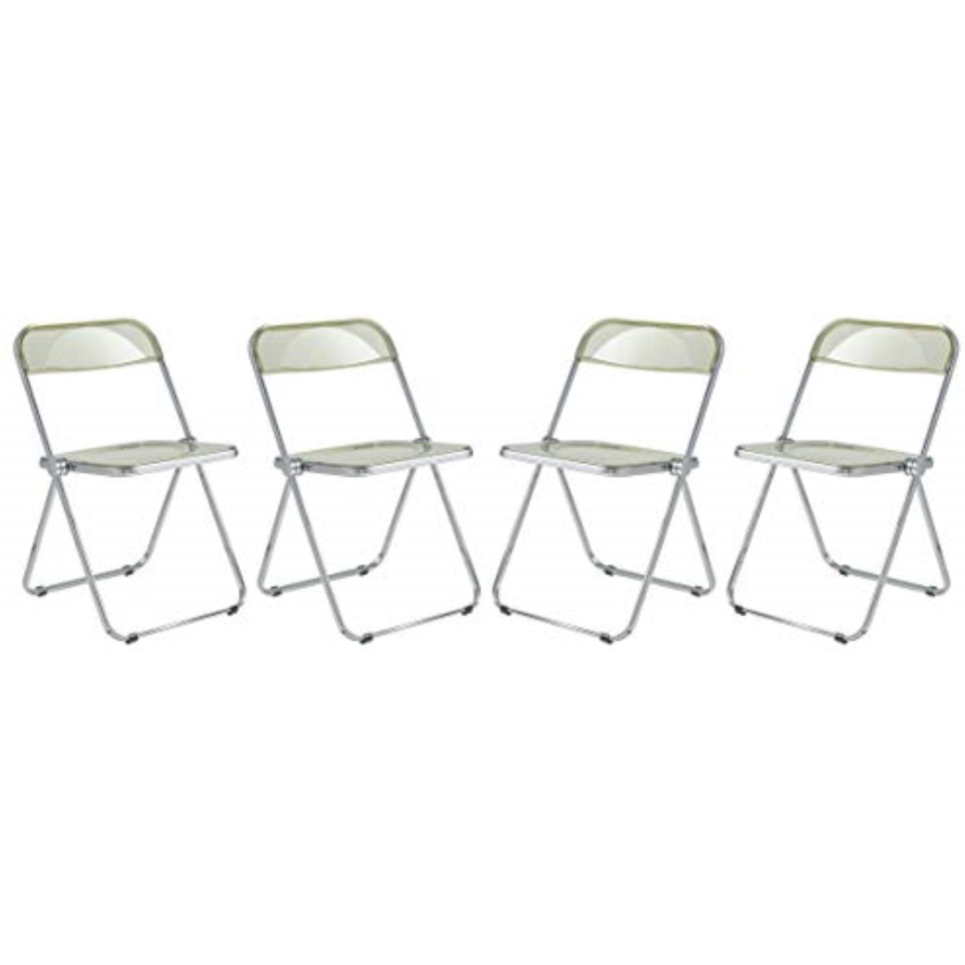 LeisureMod Lawrence Acrylic Folding Chair With Metal Frame, Set of 4