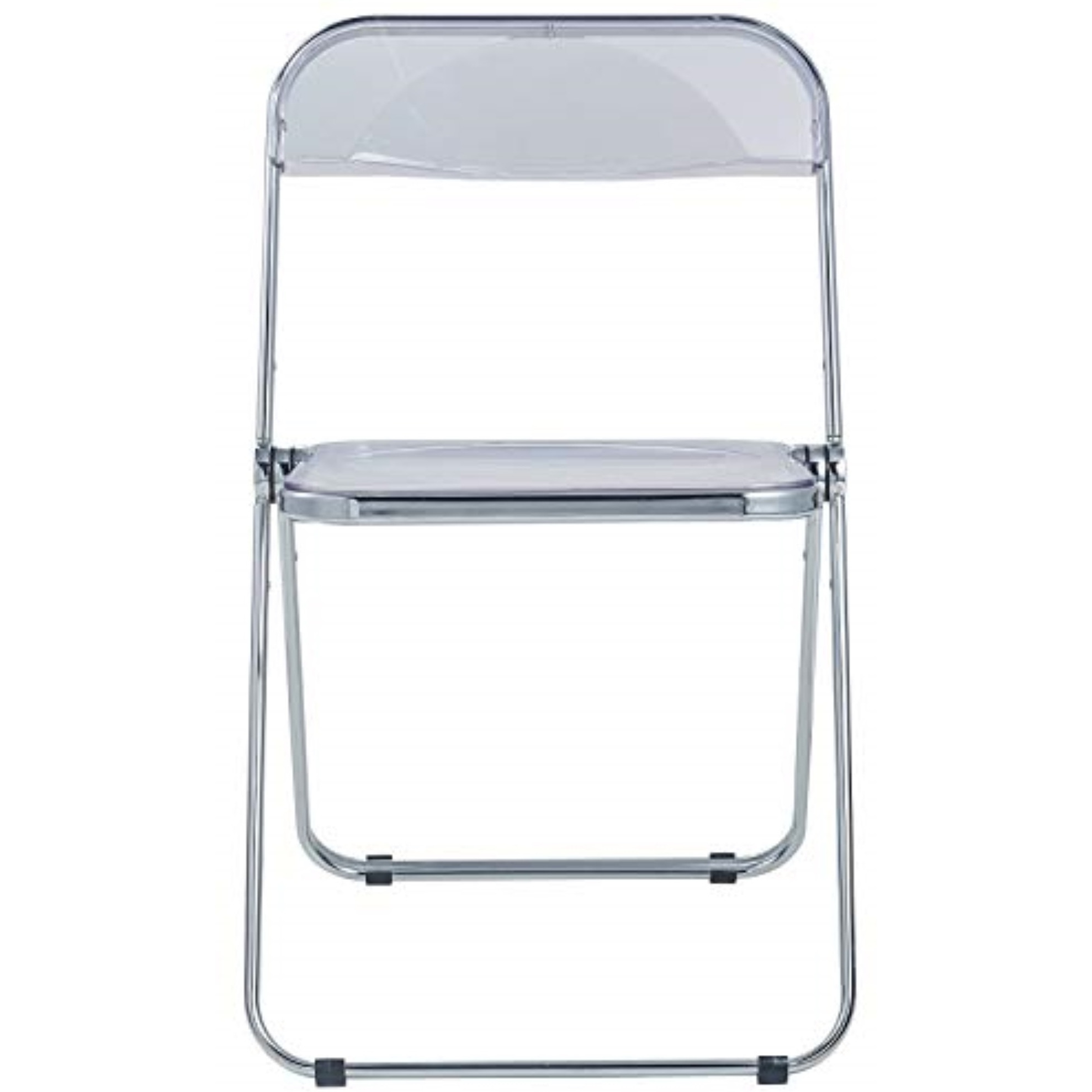 LeisureMod Lawrence Acrylic Folding Chair With Metal Frame, Set of 4