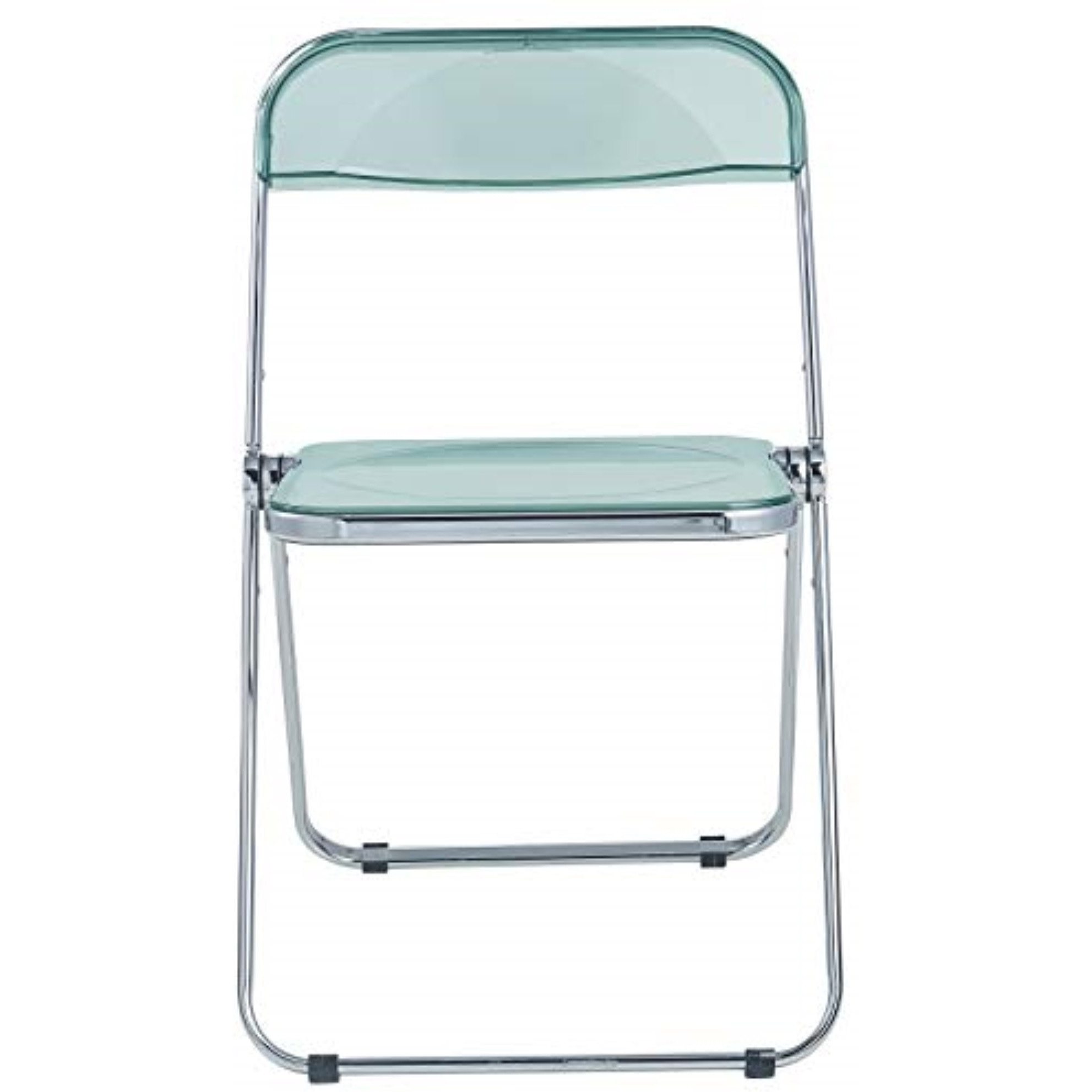 LeisureMod Lawrence Acrylic Folding Chair With Metal Frame, Set of 4