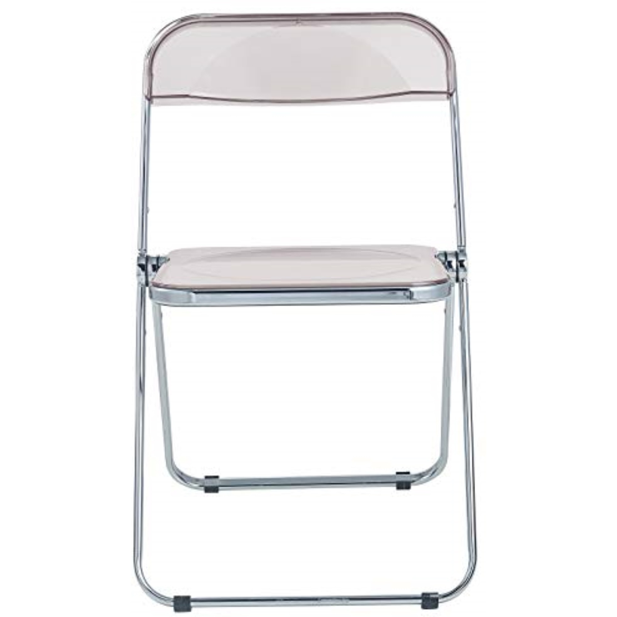 LeisureMod Lawrence Acrylic Folding Chair With Metal Frame, Set of 4