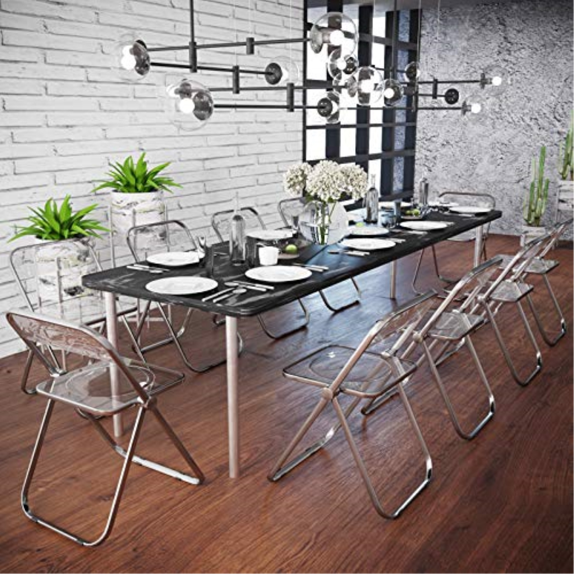 LeisureMod Lawrence Acrylic Folding Chair With Metal Frame