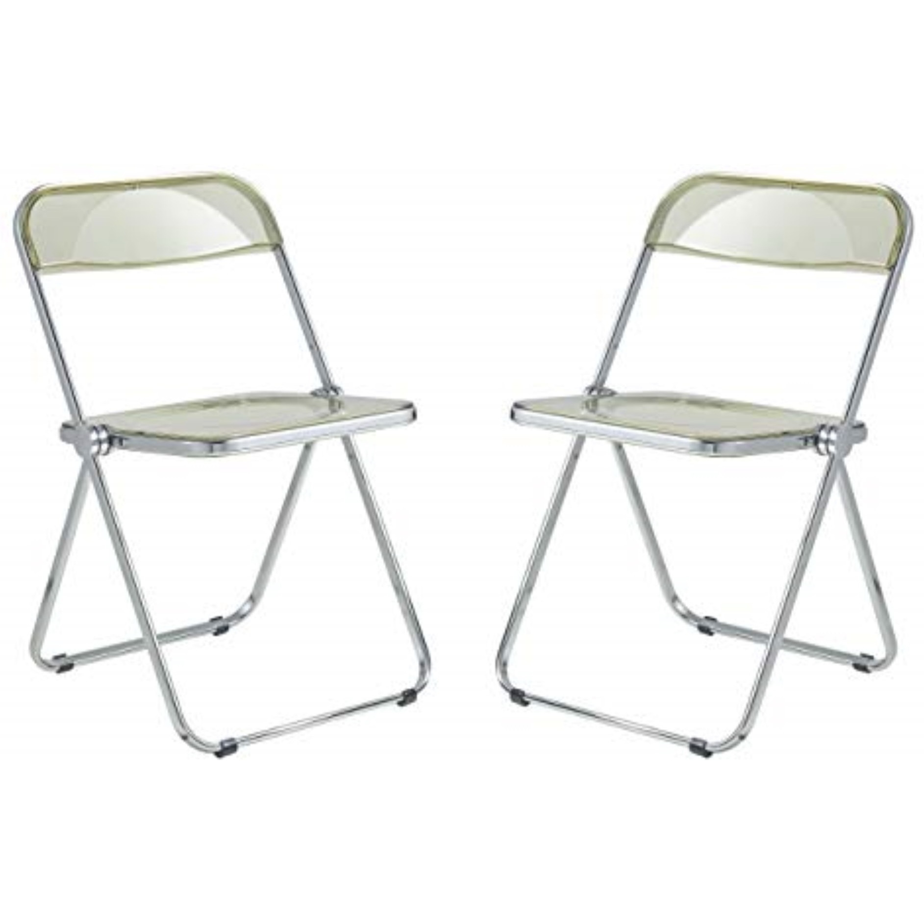 LeisureMod Lawrence Acrylic Folding Chair With Metal Frame, Set of 2