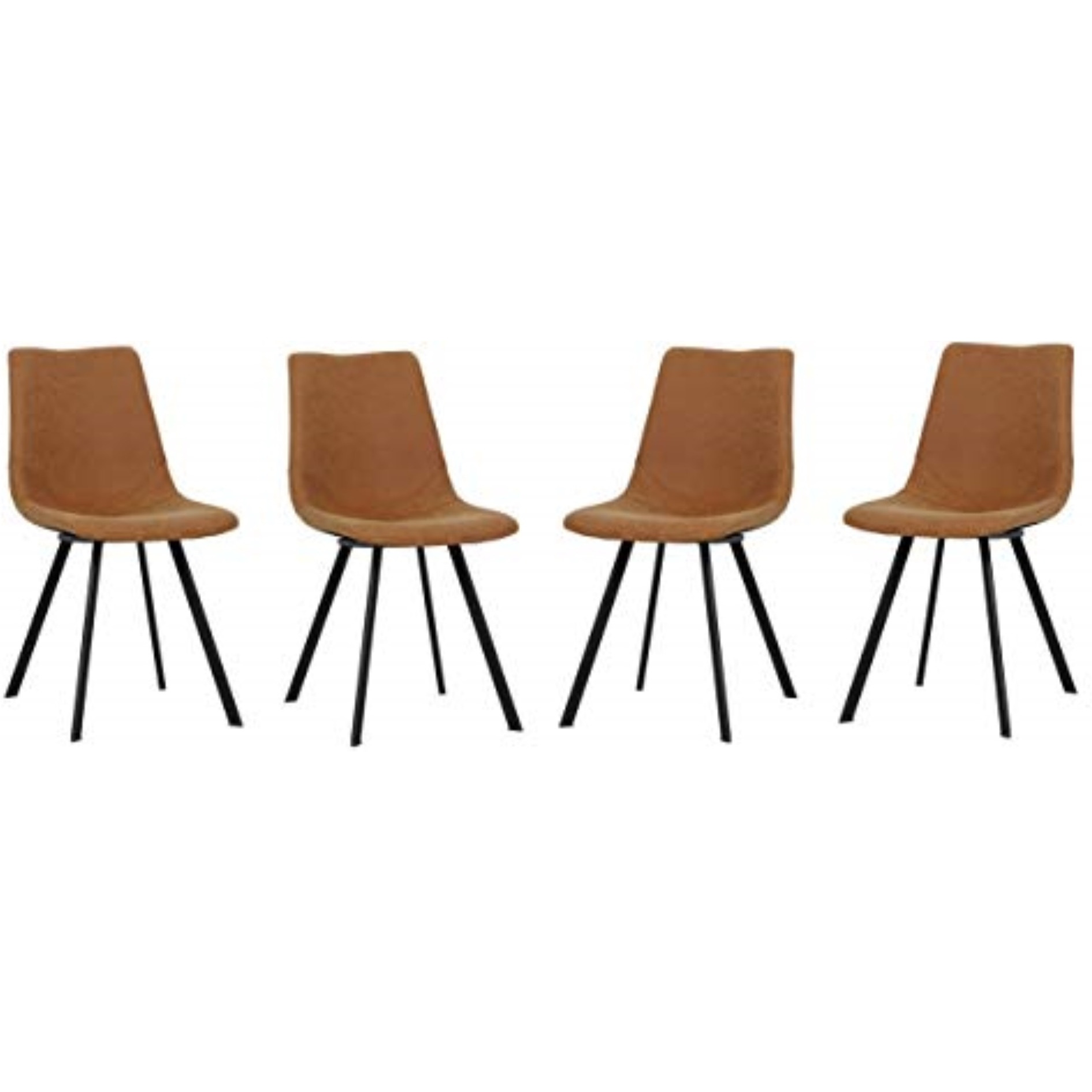 LeisureMod Markley Modern Leather Dining Chair With Metal Legs Set of 4