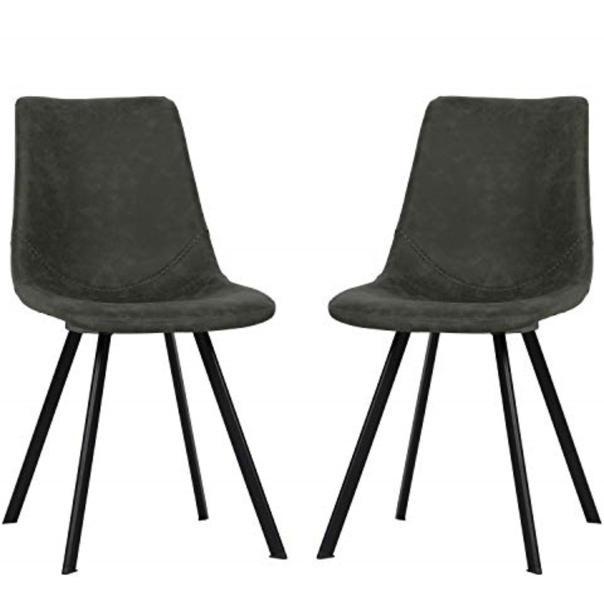 LeisureMod Markley Modern Leather Dining Chair With Metal Legs Set of 2
