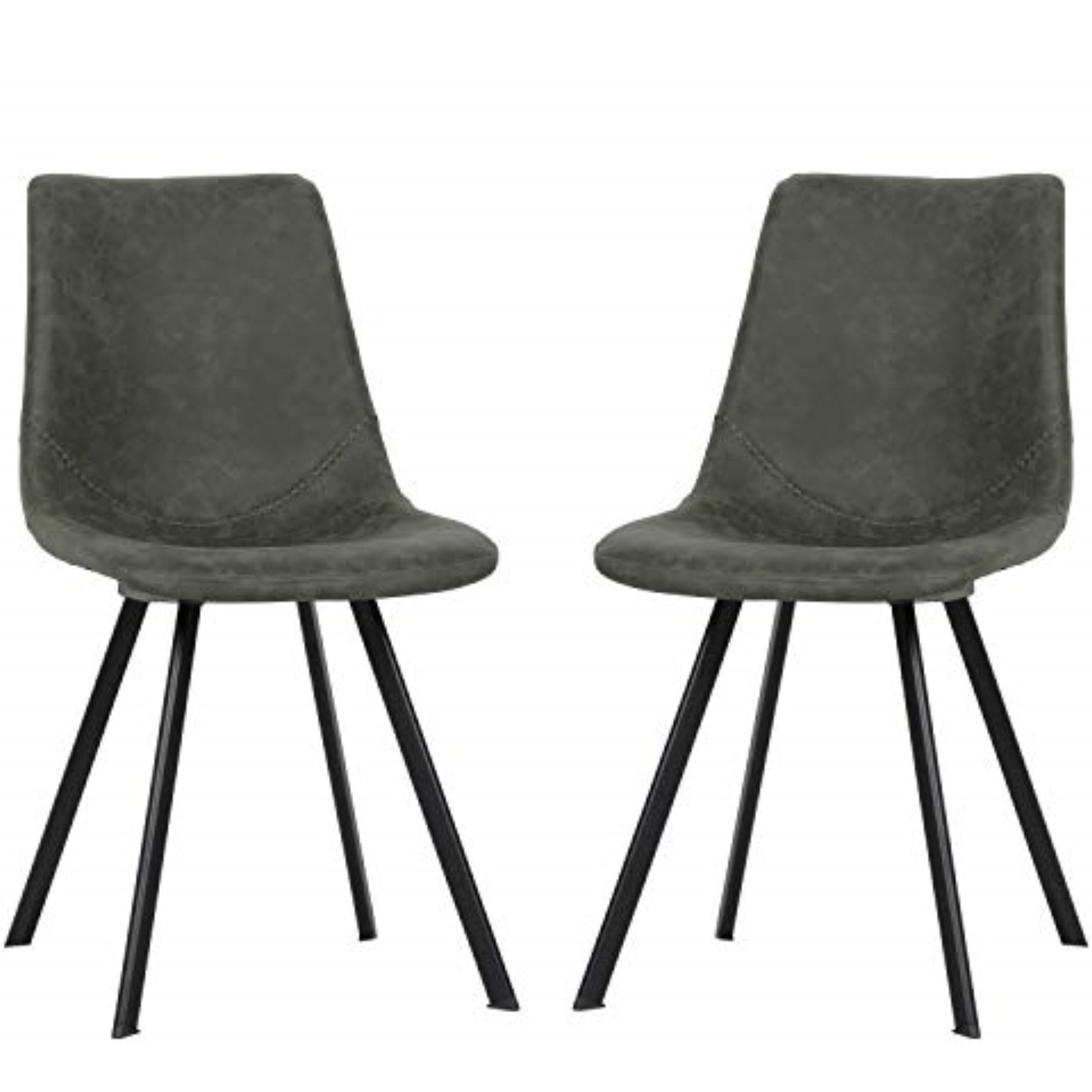 LeisureMod Markley Modern Leather Dining Chair With Metal Legs Set of 2