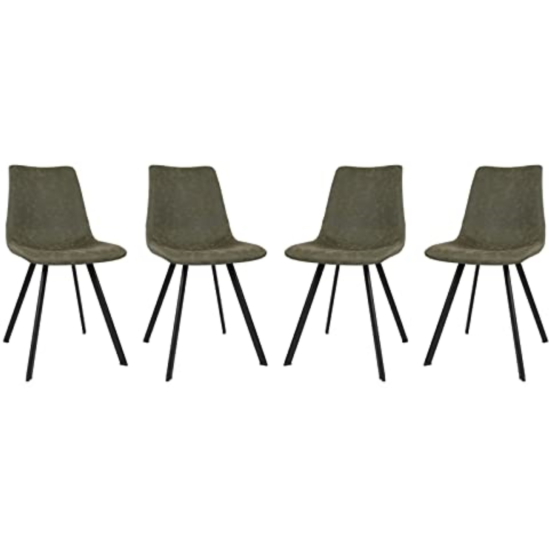 LeisureMod Markley Modern Leather Dining Chair With Metal Legs Set of 4