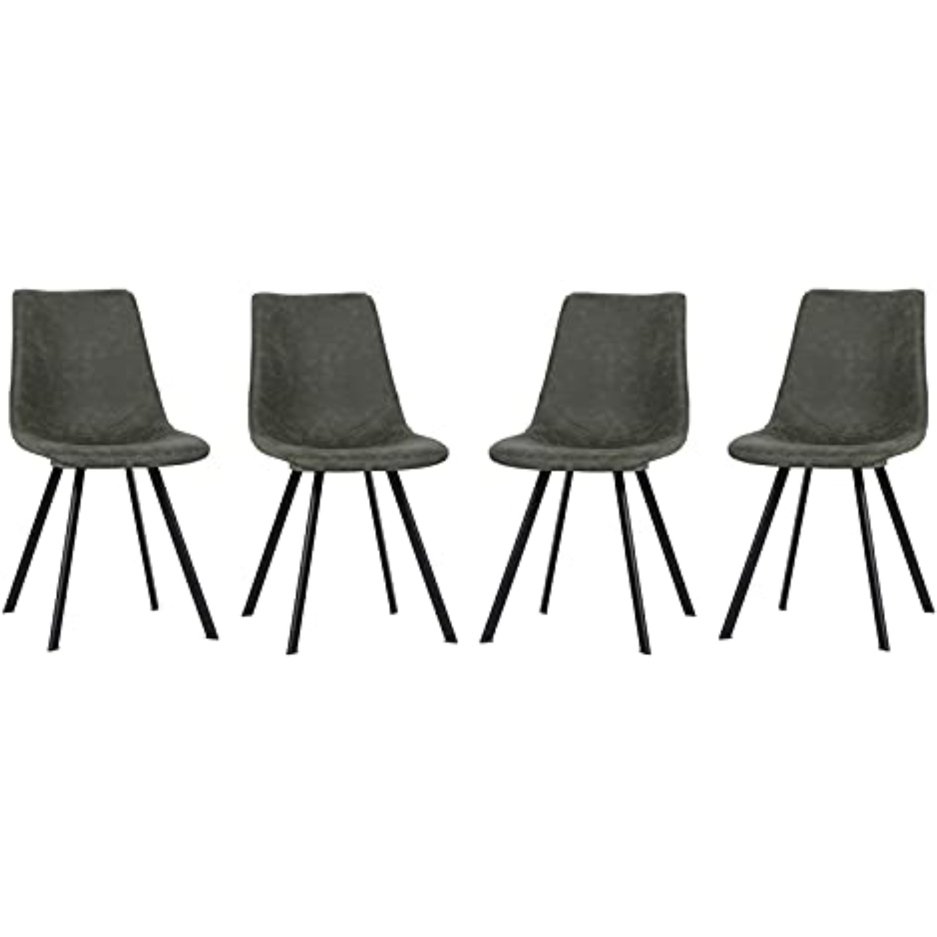 LeisureMod Markley Modern Leather Dining Chair With Metal Legs Set of 4
