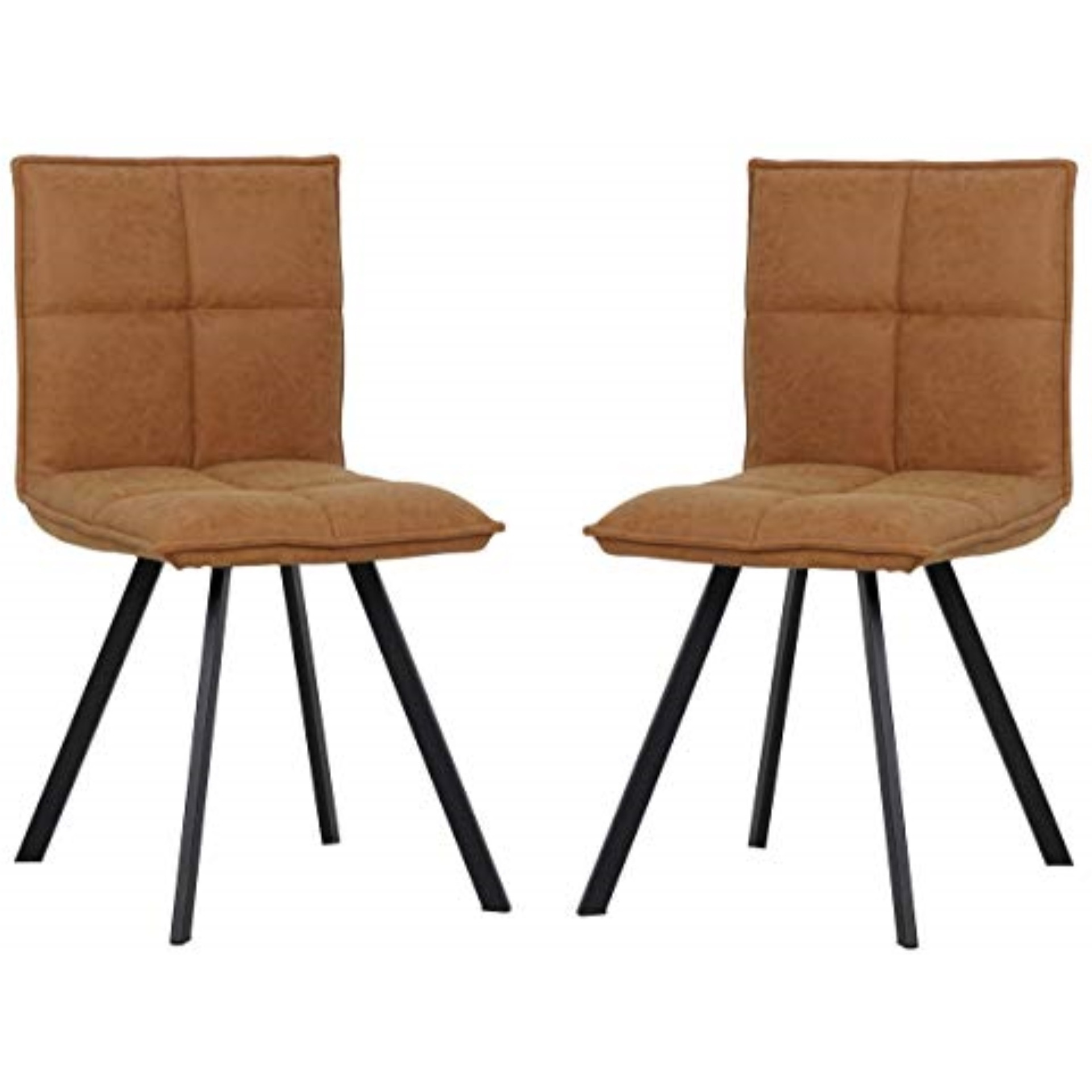 LeisureMod Wesley Modern Leather Dining Chair With Metal Legs Set of 2