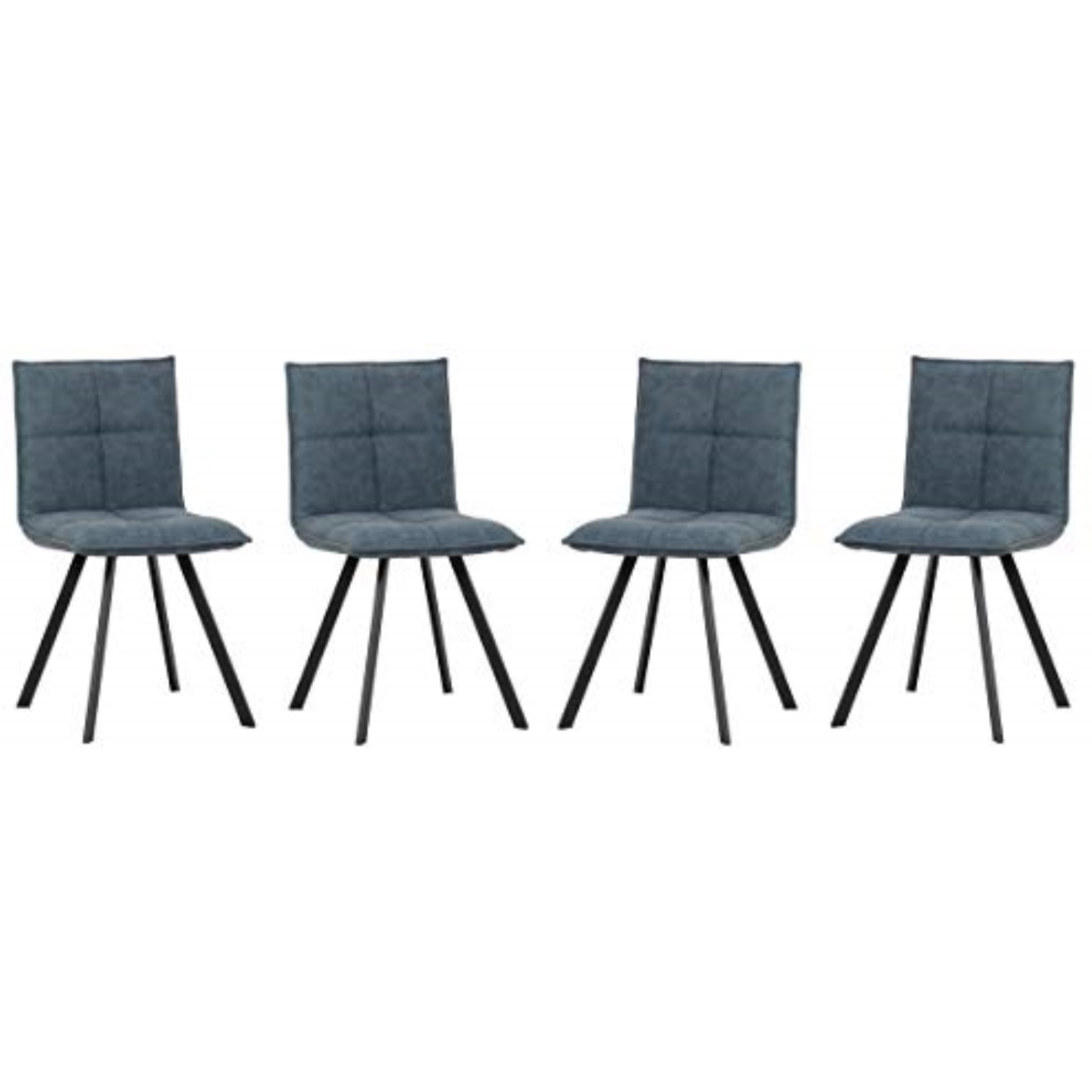 LeisureMod Wesley Modern Leather Dining Chair With Metal Legs Set of 4