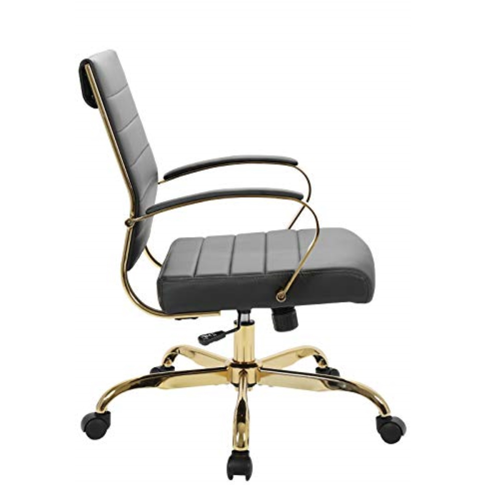LeisureMod Benmar Leather Office Chair With Gold Frame