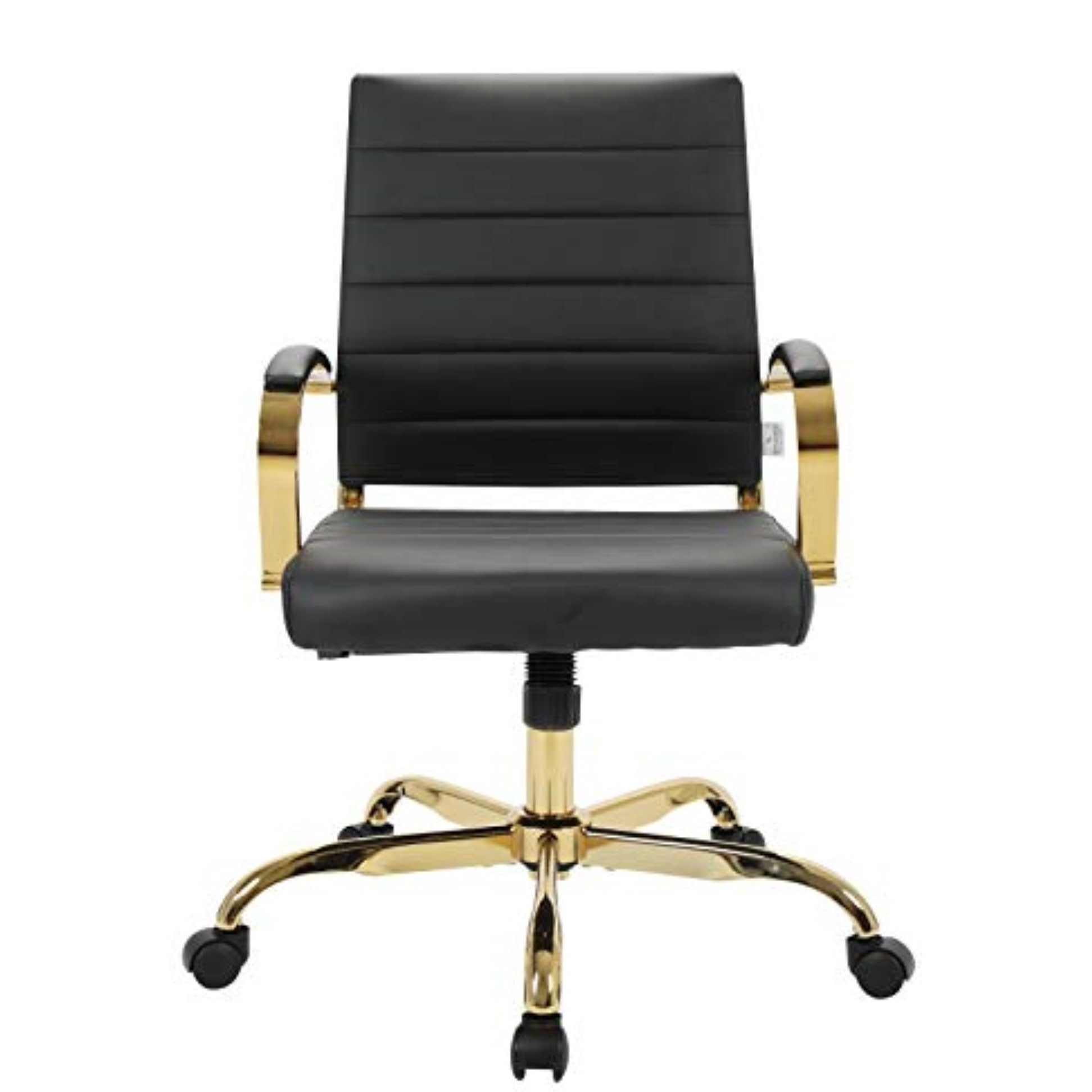 LeisureMod Benmar Leather Office Chair With Gold Frame