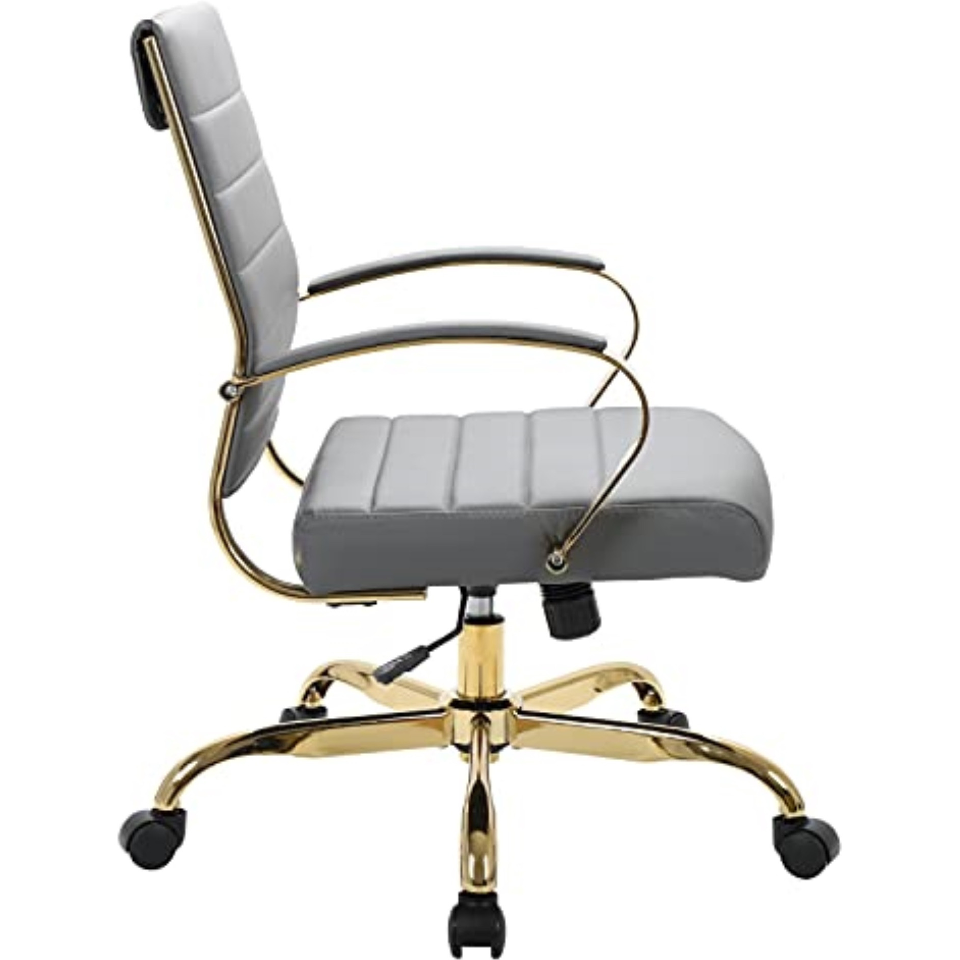 LeisureMod Benmar Home Leather Office Chair With Gold Frame