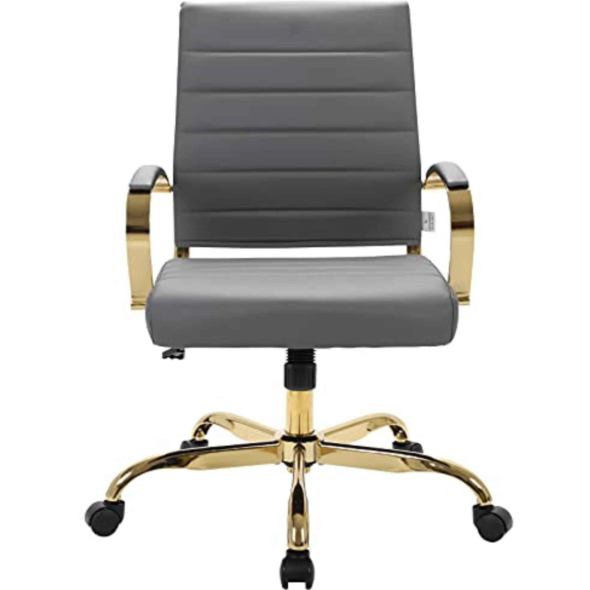 LeisureMod Benmar Home Leather Office Chair With Gold Frame