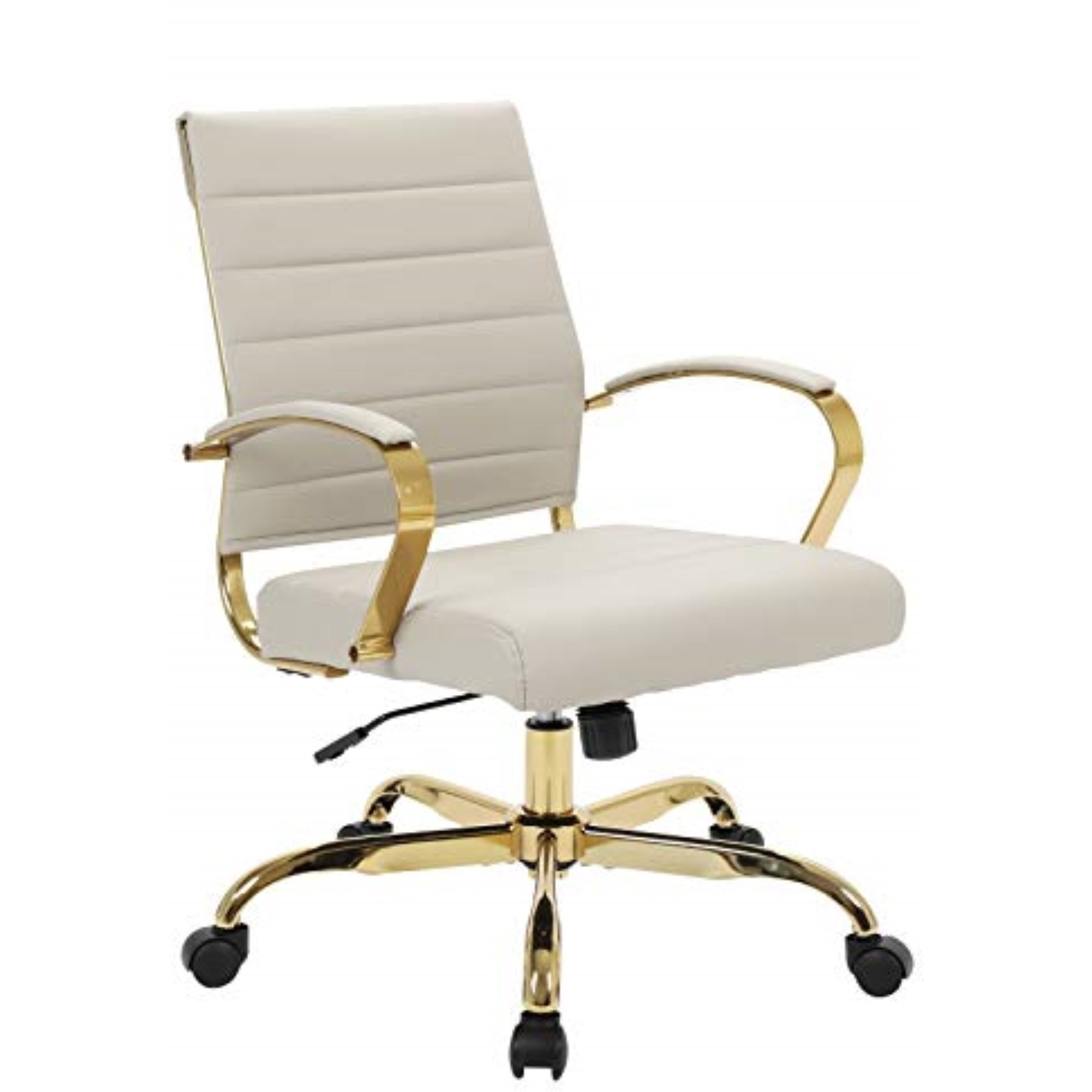 LeisureMod Benmar Home Leather Office Chair With Gold Frame
