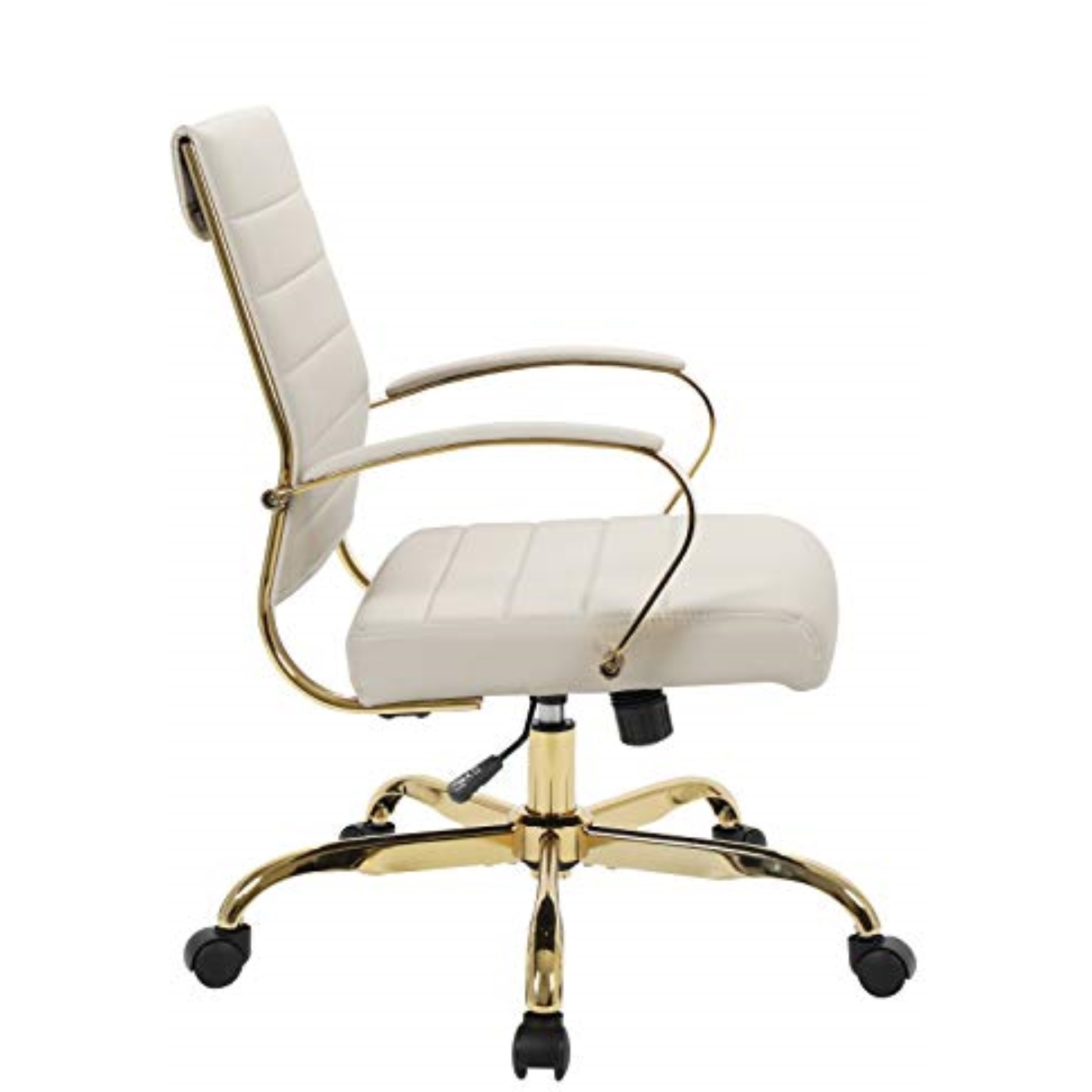 LeisureMod Benmar Home Leather Office Chair With Gold Frame