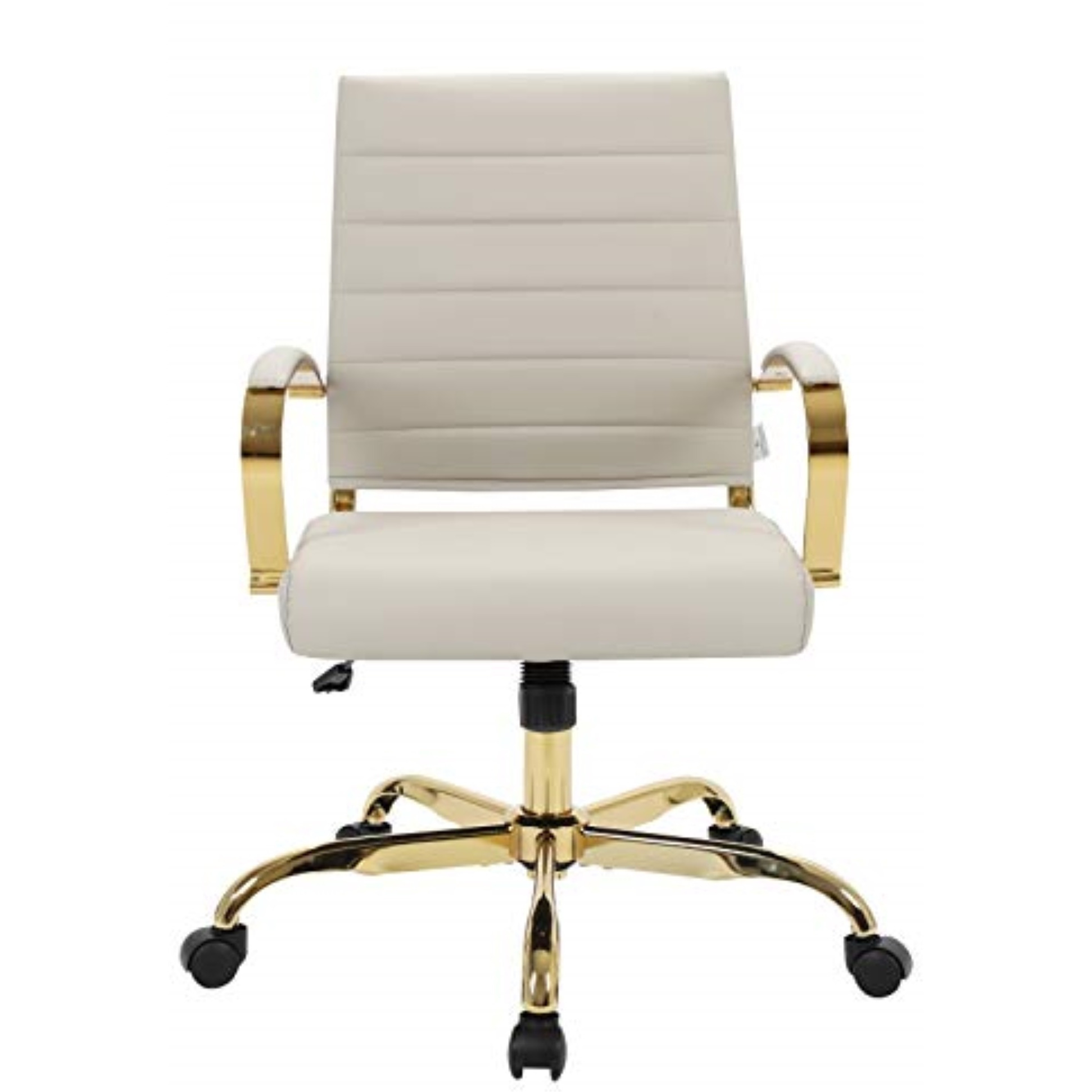 LeisureMod Benmar Home Leather Office Chair With Gold Frame