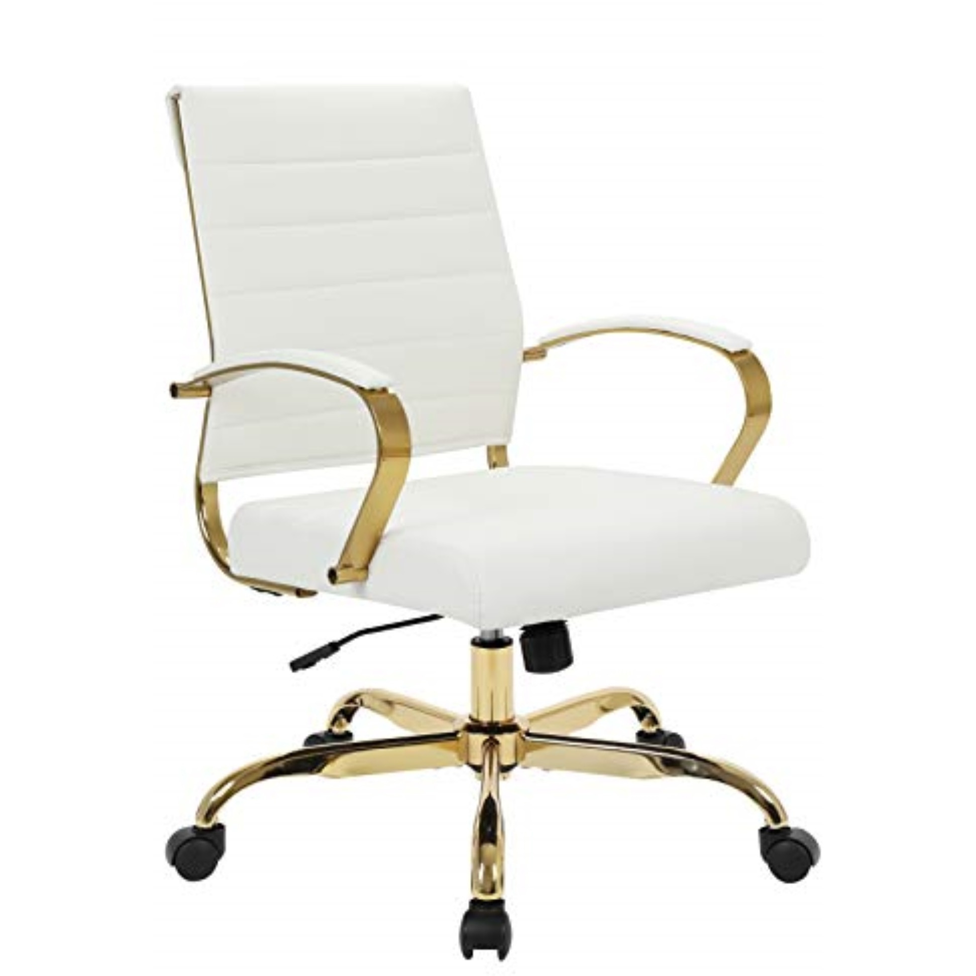 LeisureMod Benmar Home Leather Office Chair With Gold Frame