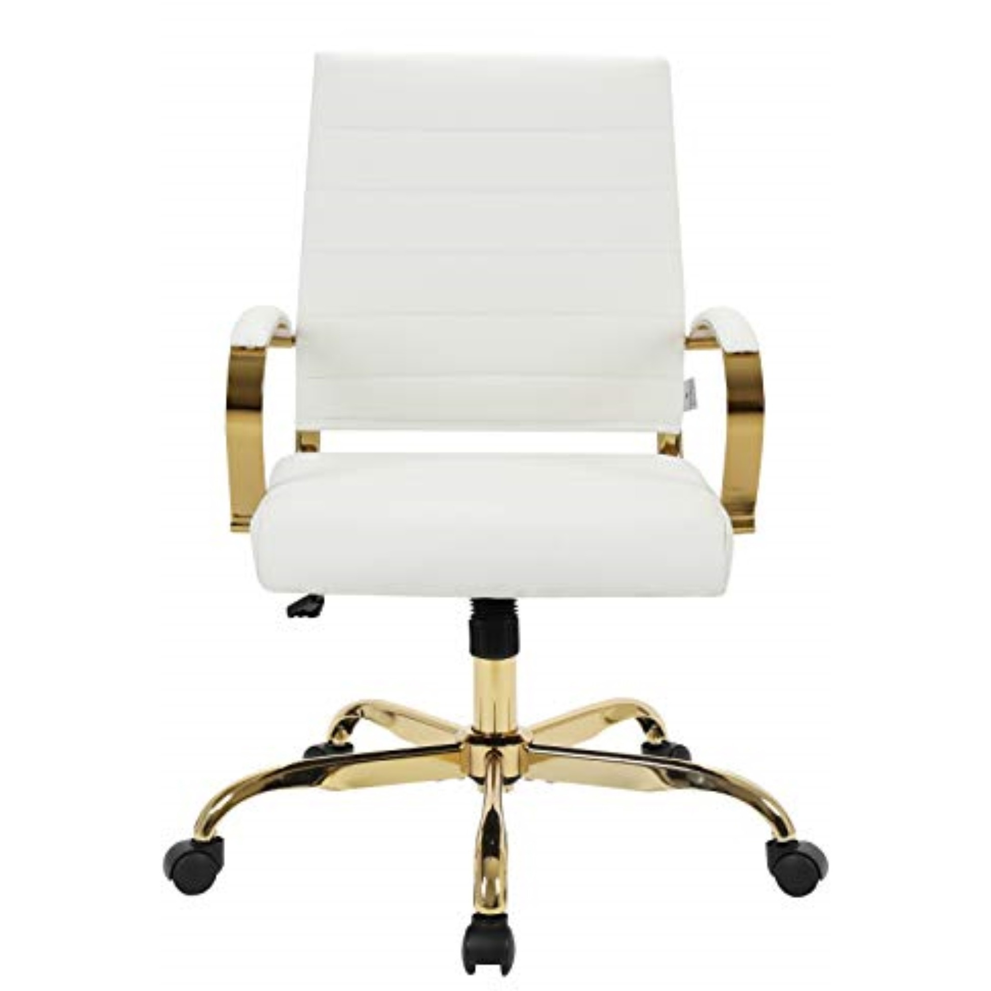 LeisureMod Benmar Home Leather Office Chair With Gold Frame