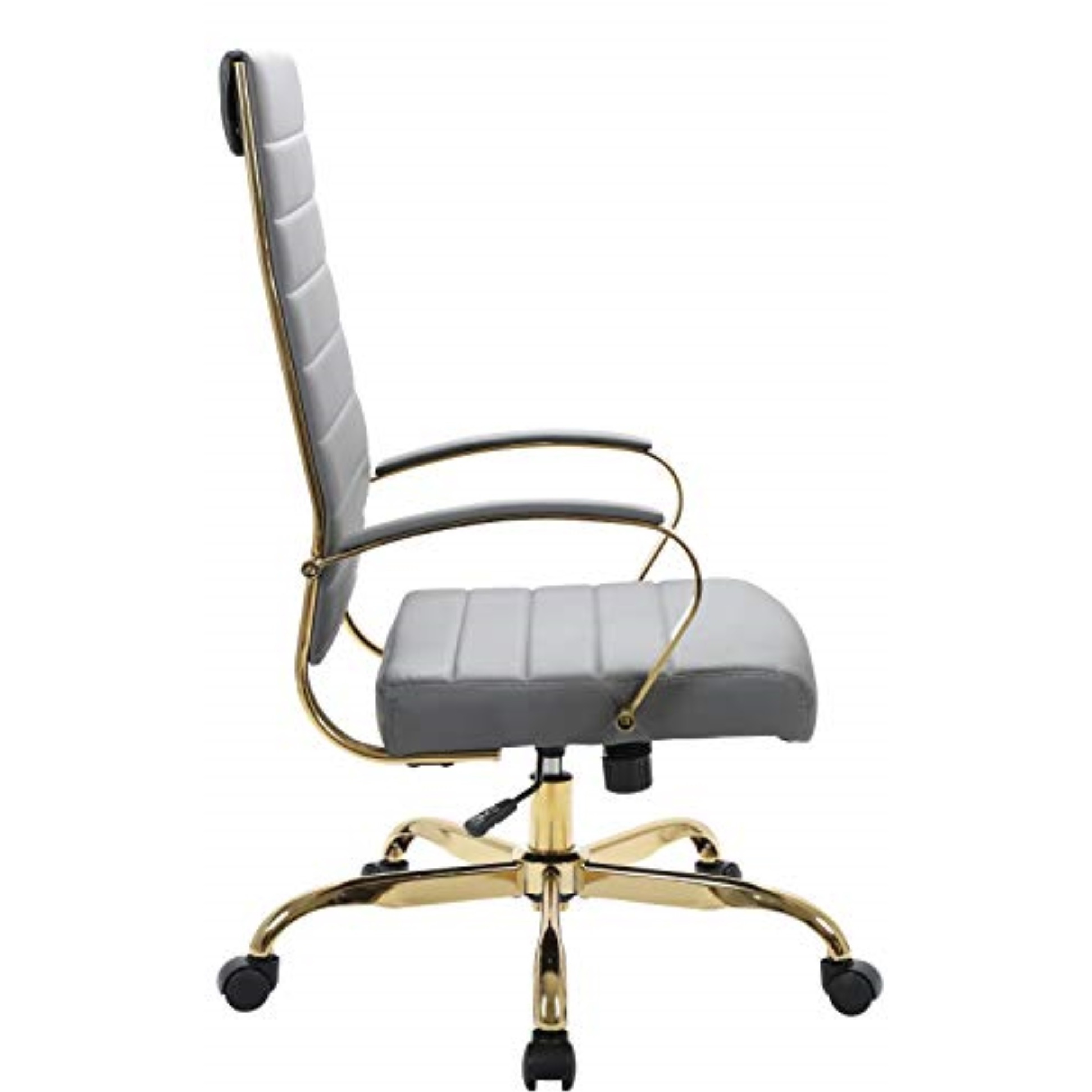 LeisureMod Benmar High-Back Leather Office Chair With Gold Frame