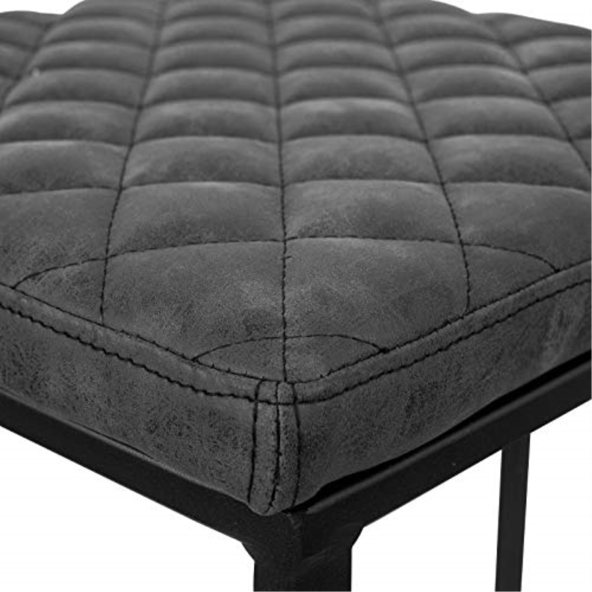 LeisureMod Quincy Quilted Stitched Leather Bar Stools With Metal Frame