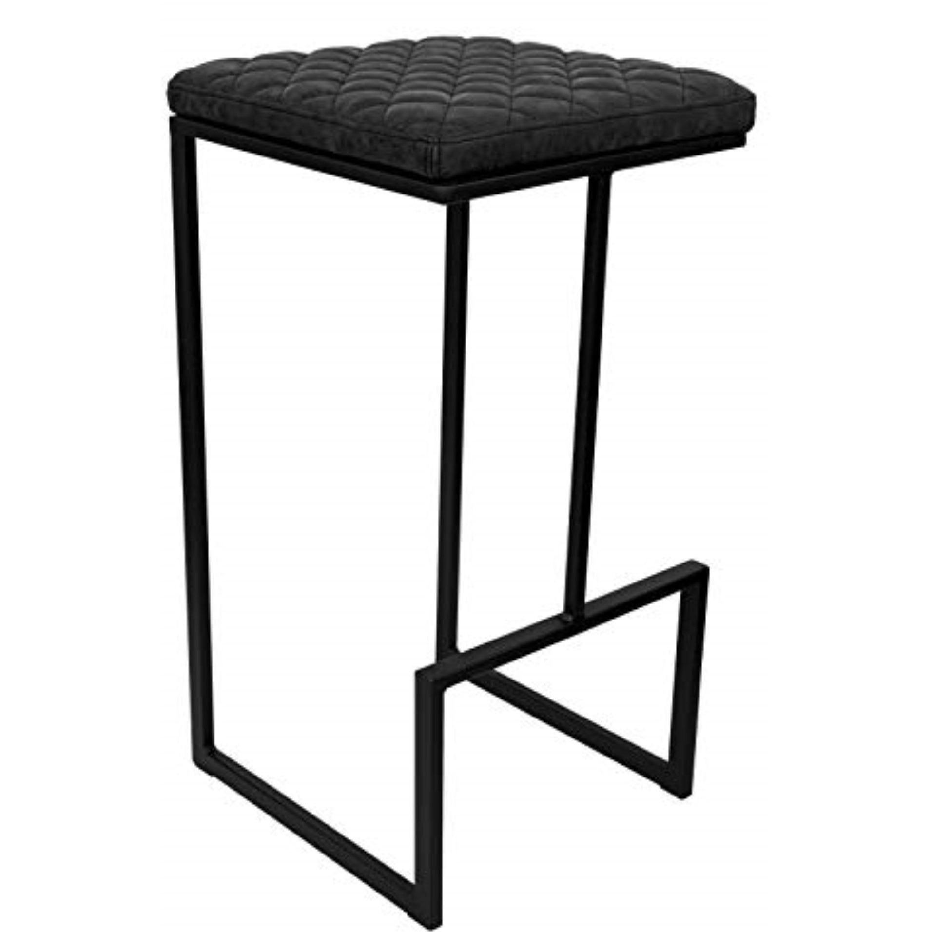 LeisureMod Quincy Leather Bar Stools With Metal Frame Set of 2