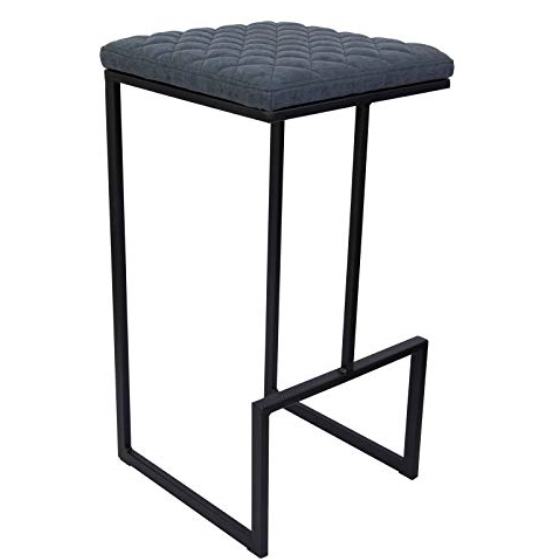 LeisureMod Quincy Quilted Stitched Leather Bar Stools With Metal Frame