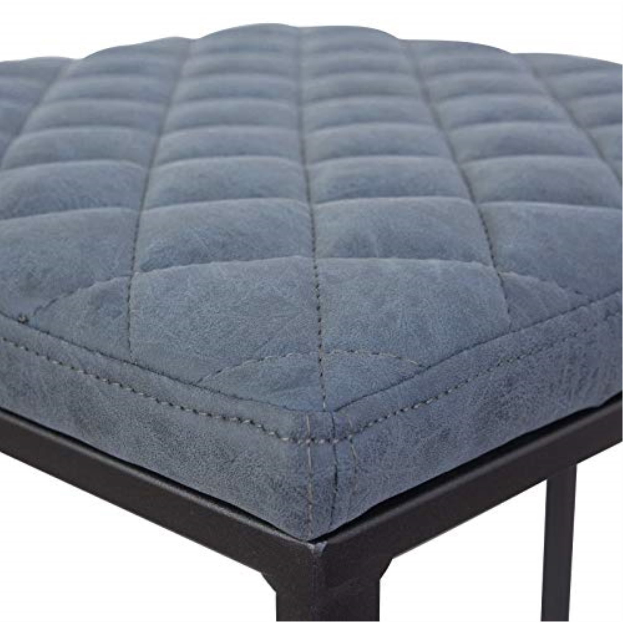 LeisureMod Quincy Quilted Stitched Leather Bar Stools With Metal Frame