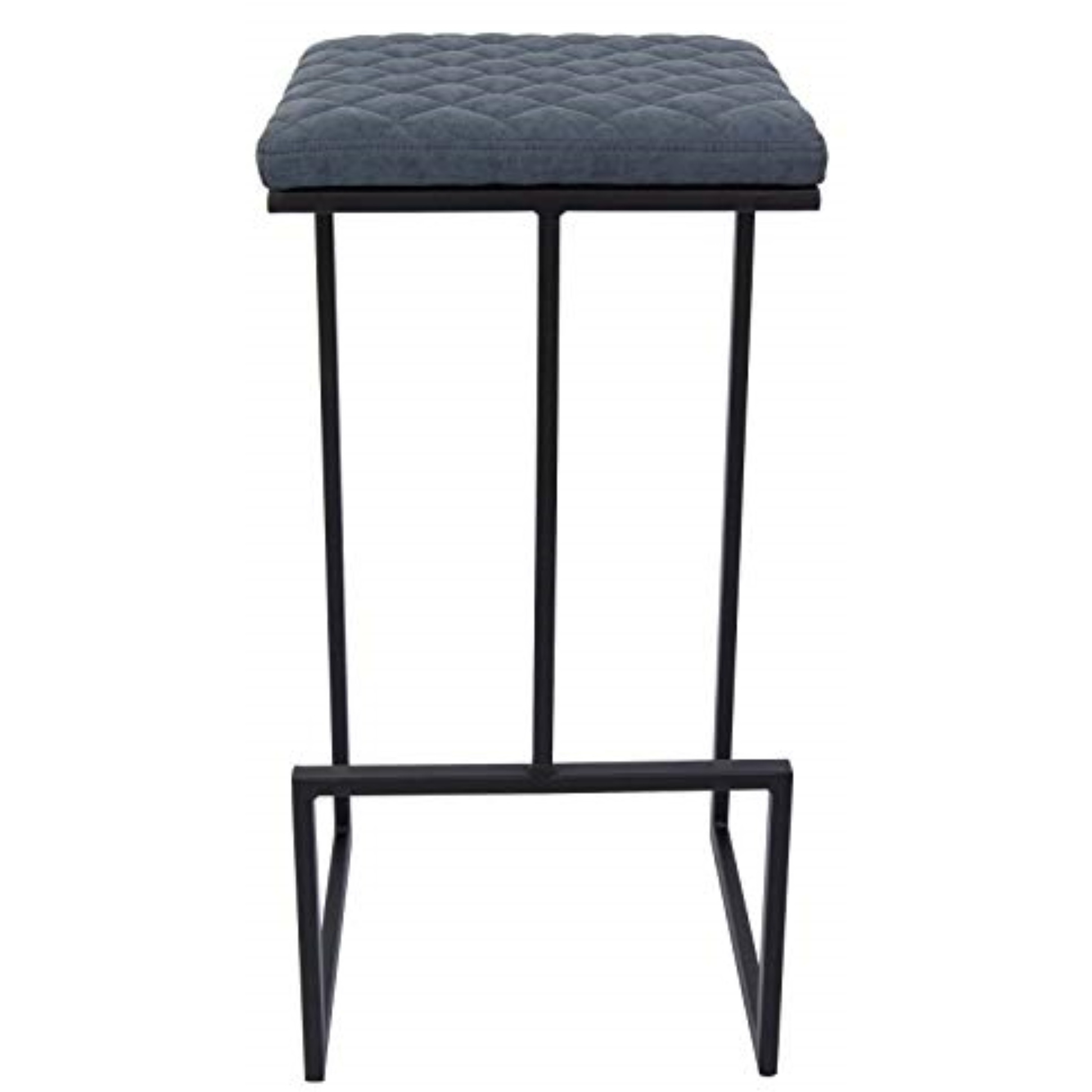 LeisureMod Quincy Quilted Stitched Leather Bar Stools With Metal Frame
