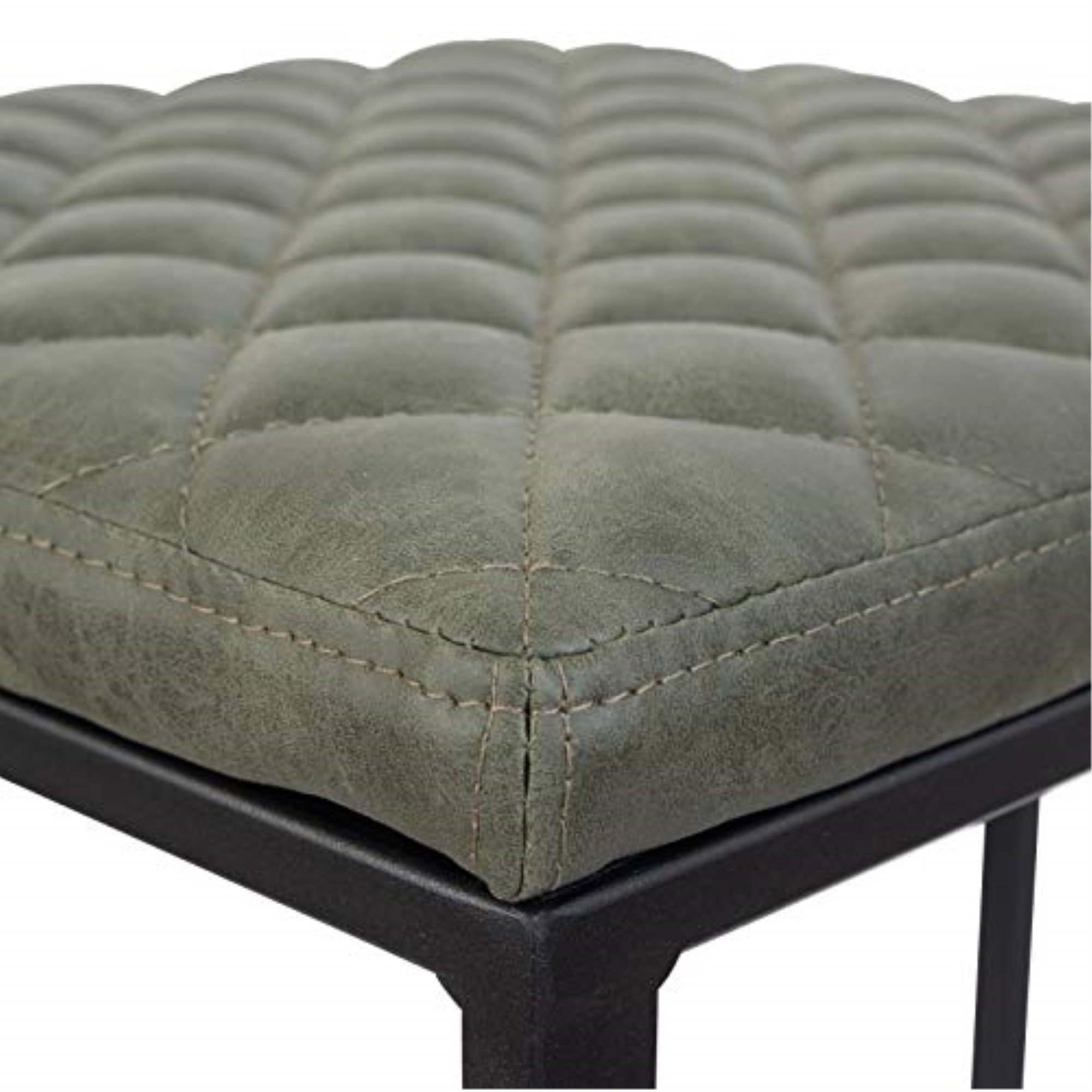 LeisureMod Quincy Leather Bar Stools With Metal Frame Set of 2