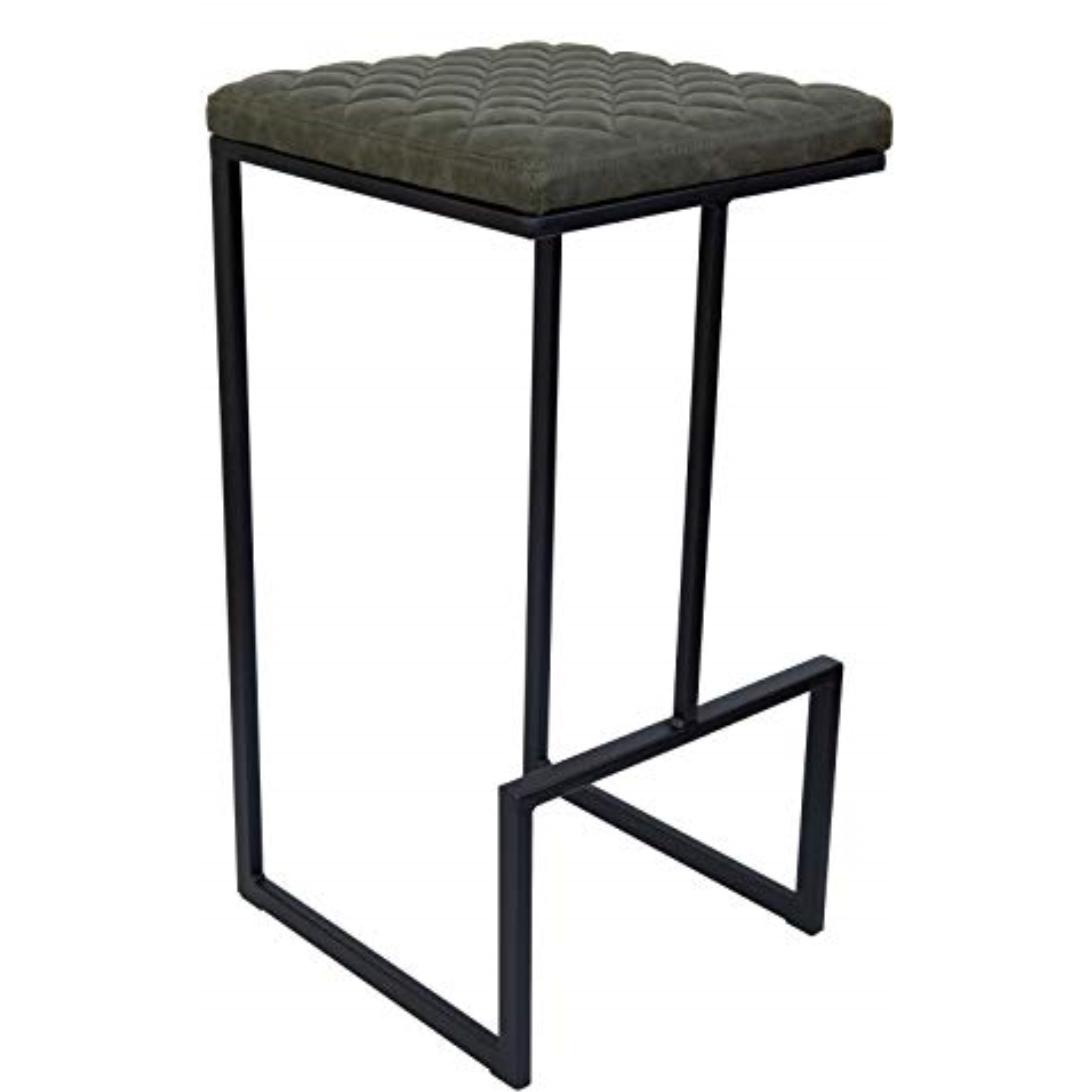 LeisureMod Quincy Leather Bar Stools With Metal Frame Set of 2