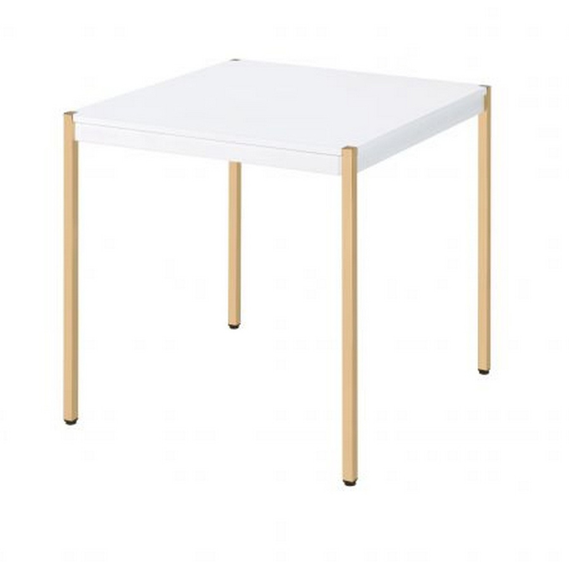 End Table with Metal Tube Legs, White and Gold