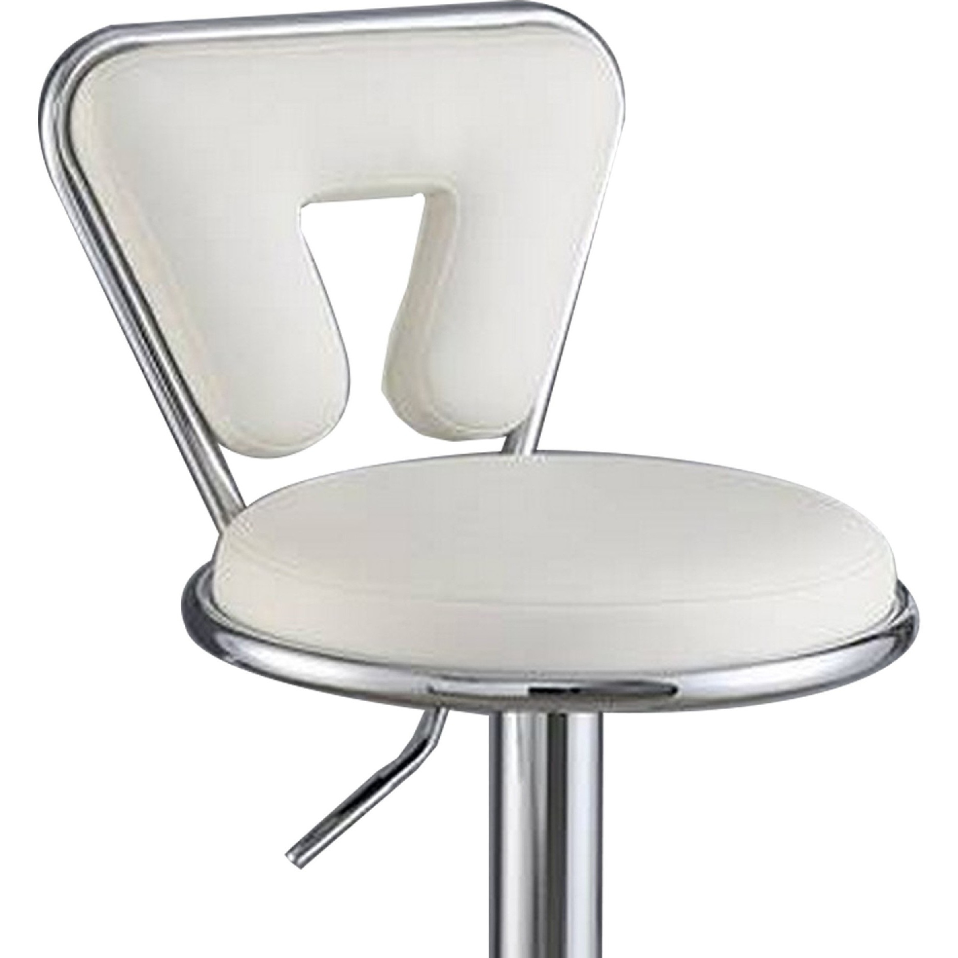 Adjustable Barstool with Round Seat and Stalk Support, Set of 2, White