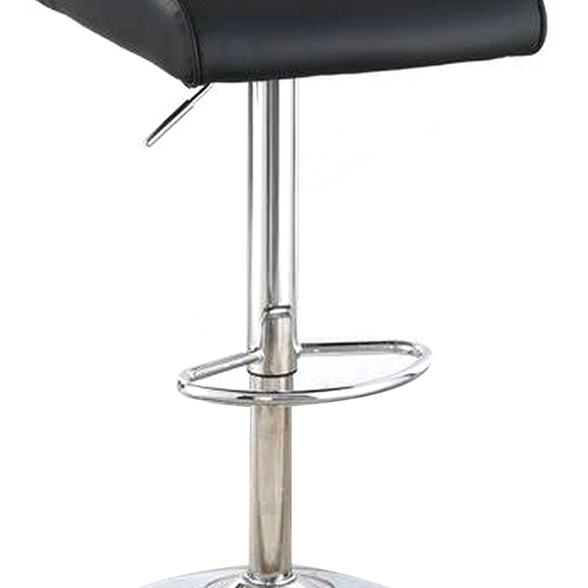 Adjustable Barstool with Rolled Button Tufted Back, Set of 2, Black