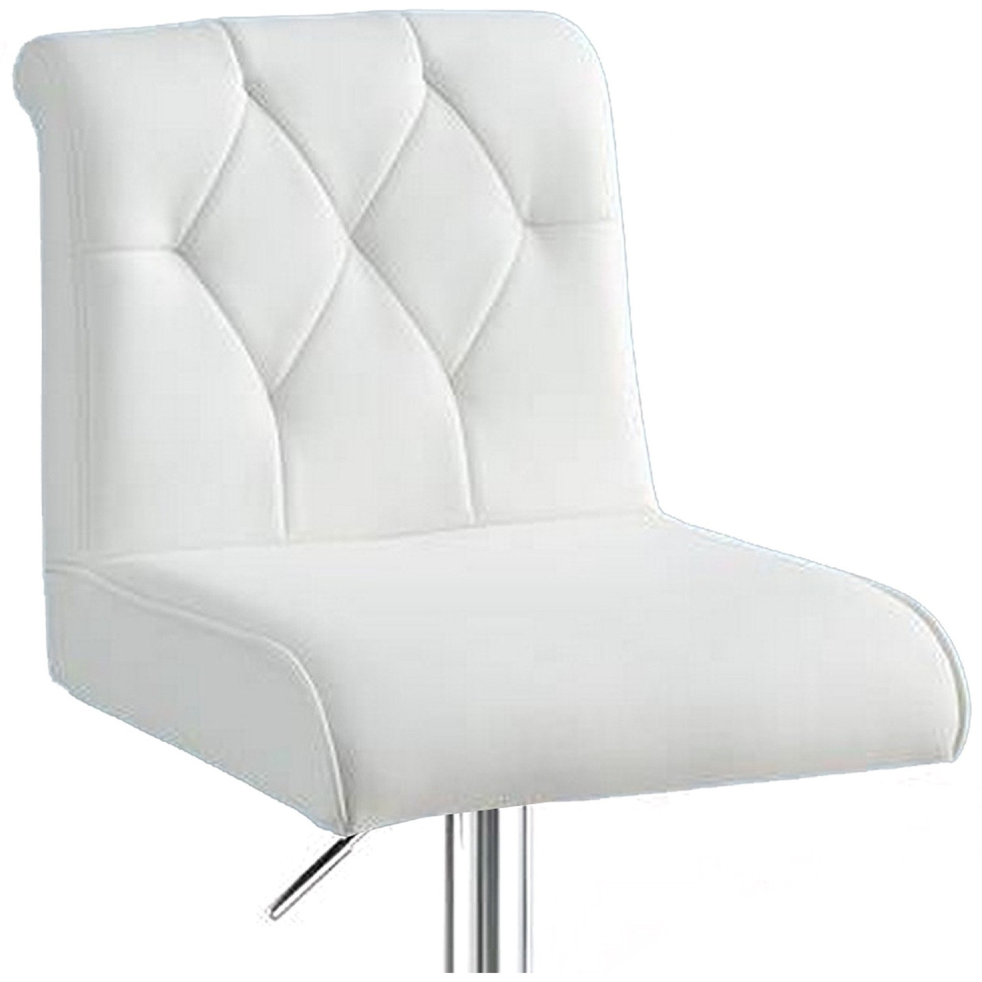 Adjustable Barstool with Rolled Button Tufted Back, Set of 2, White