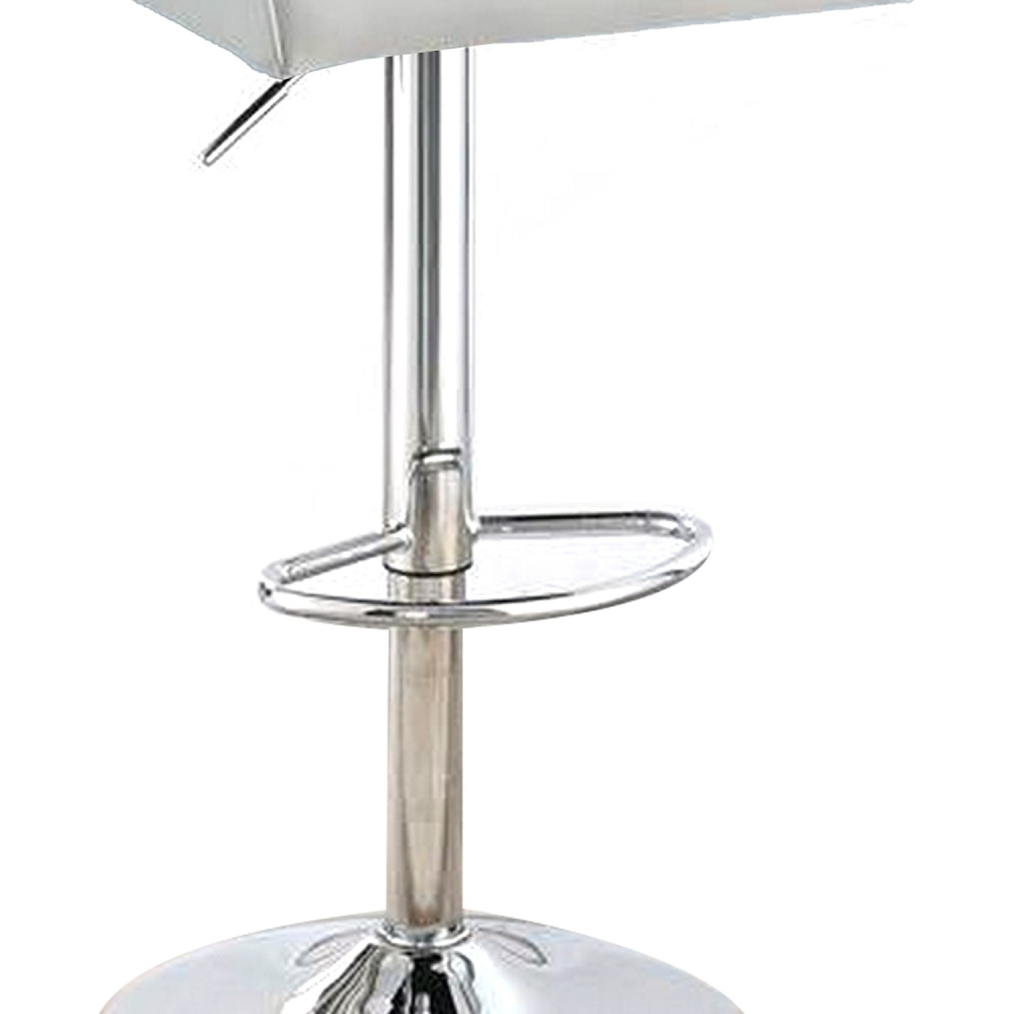 Adjustable Barstool with Rolled Button Tufted Back, Set of 2, White