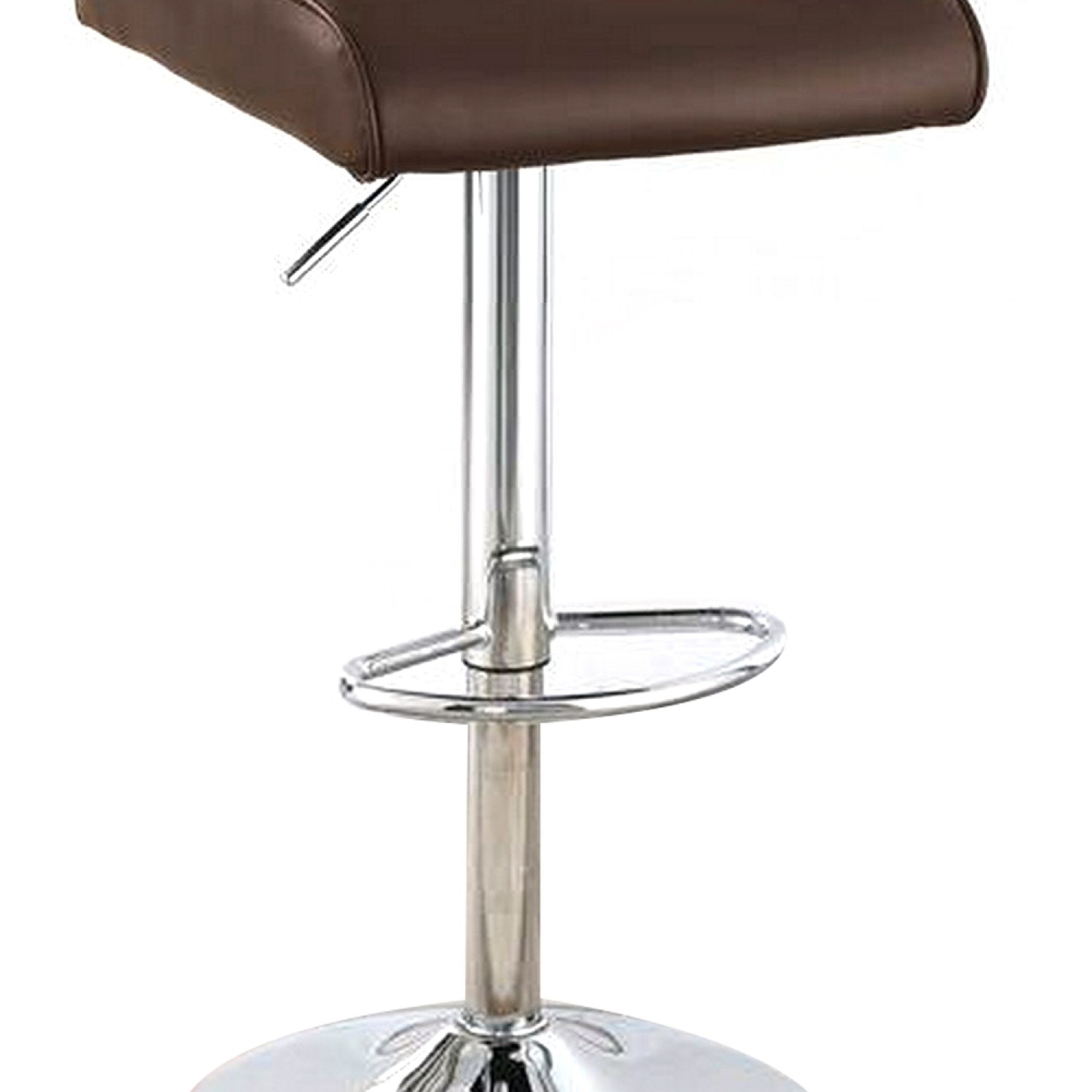 Adjustable Barstool with Rolled Button Tufted Back, Set of 2, Brown