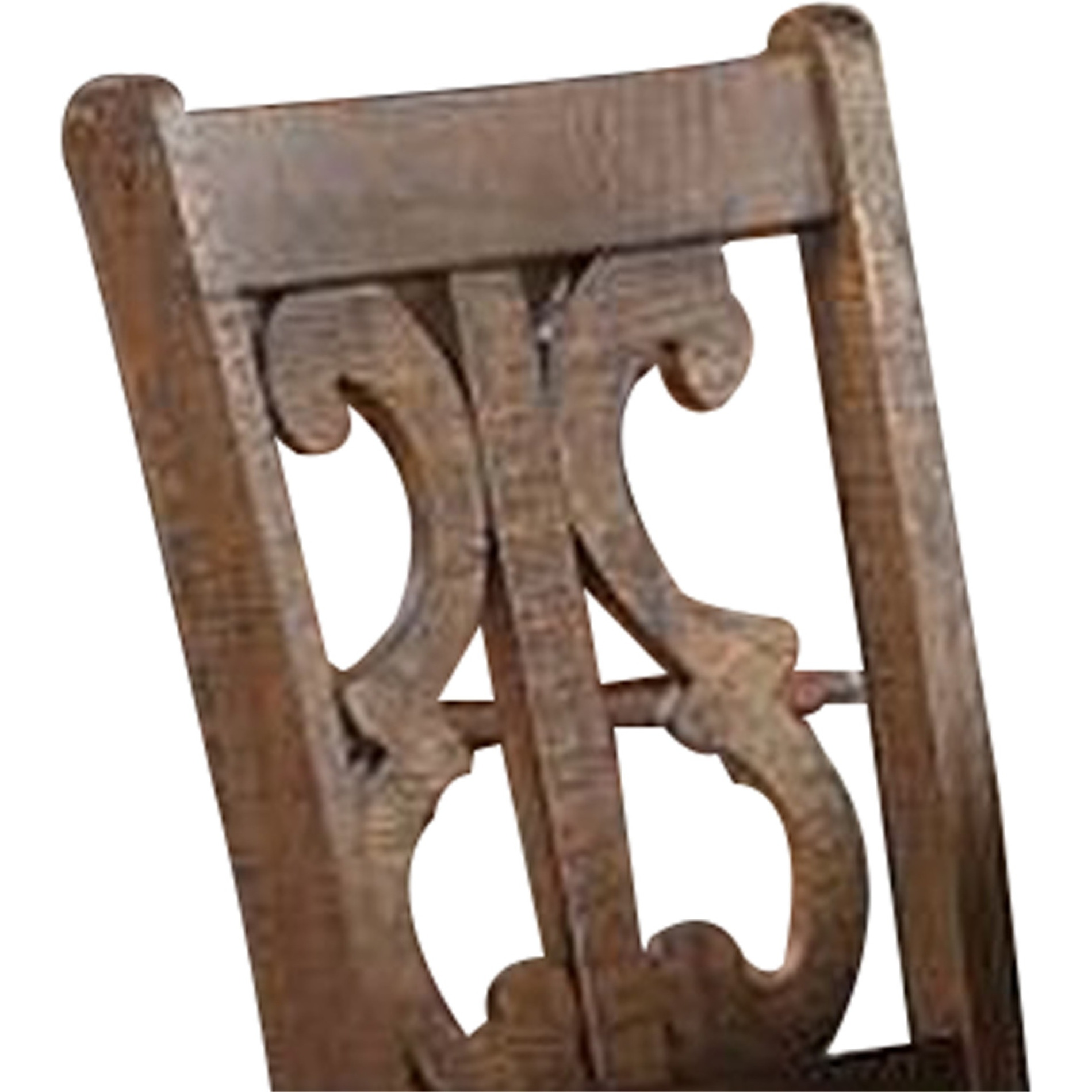 Side Chair with Fabric Seat and Cut Out Backrest, Set of 2, Brown