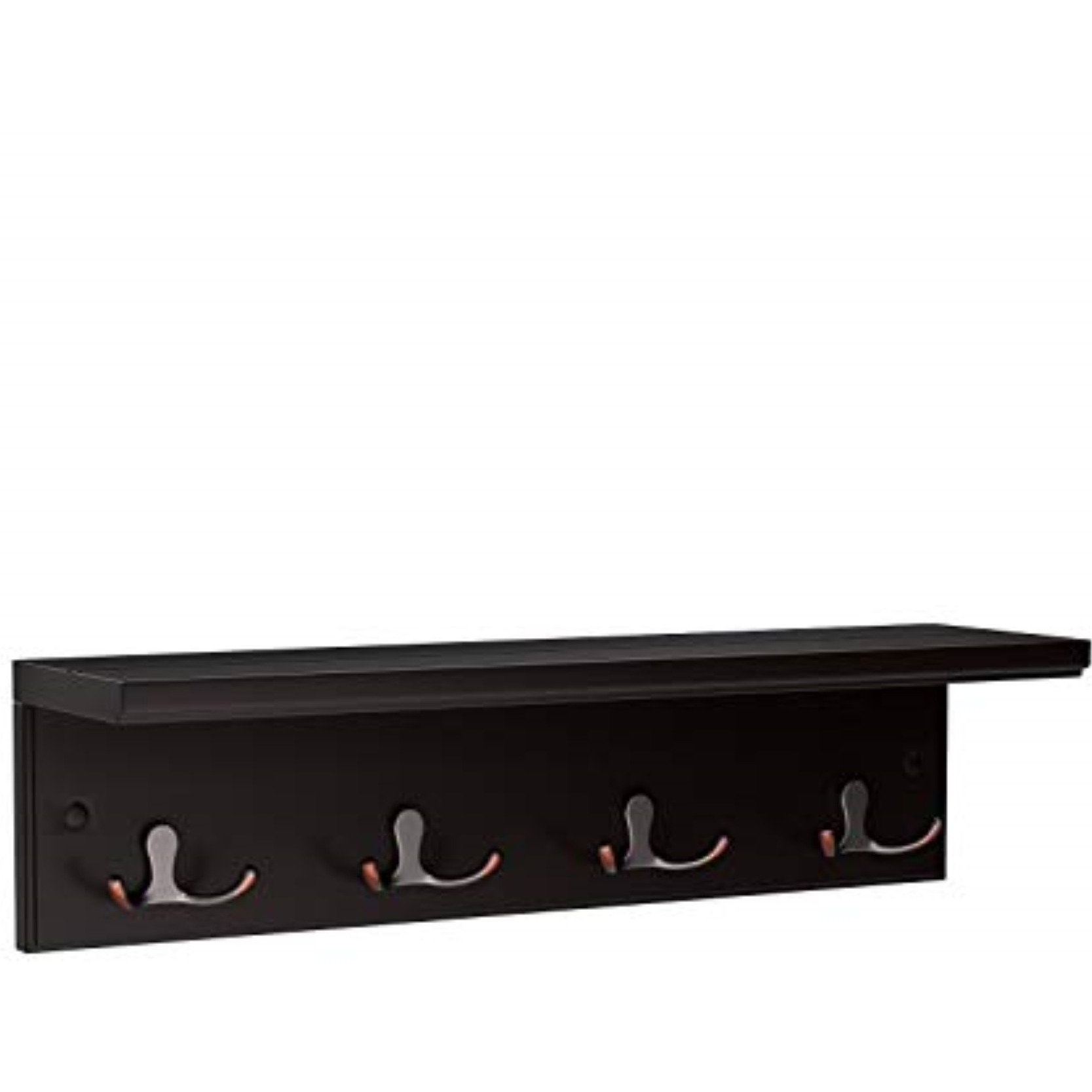 SONGMICS Entryway Hanging Coat Rack, with 4 Double Hooks, Wall Floating Shelf, Dark Brown ULHR41BR