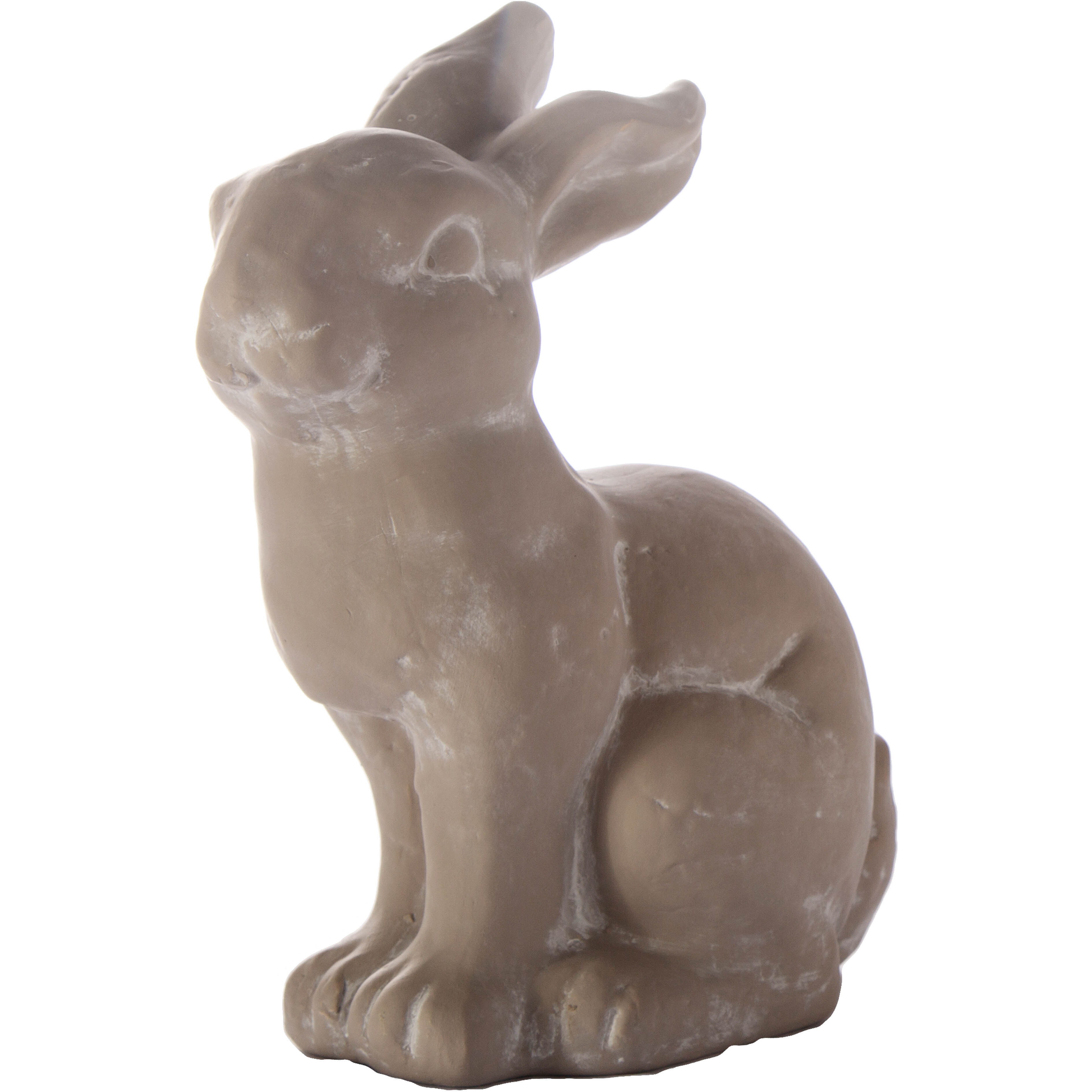 Terracotta Back Bended Sitting Rabbit Figurine LG Distressed Finish Gray