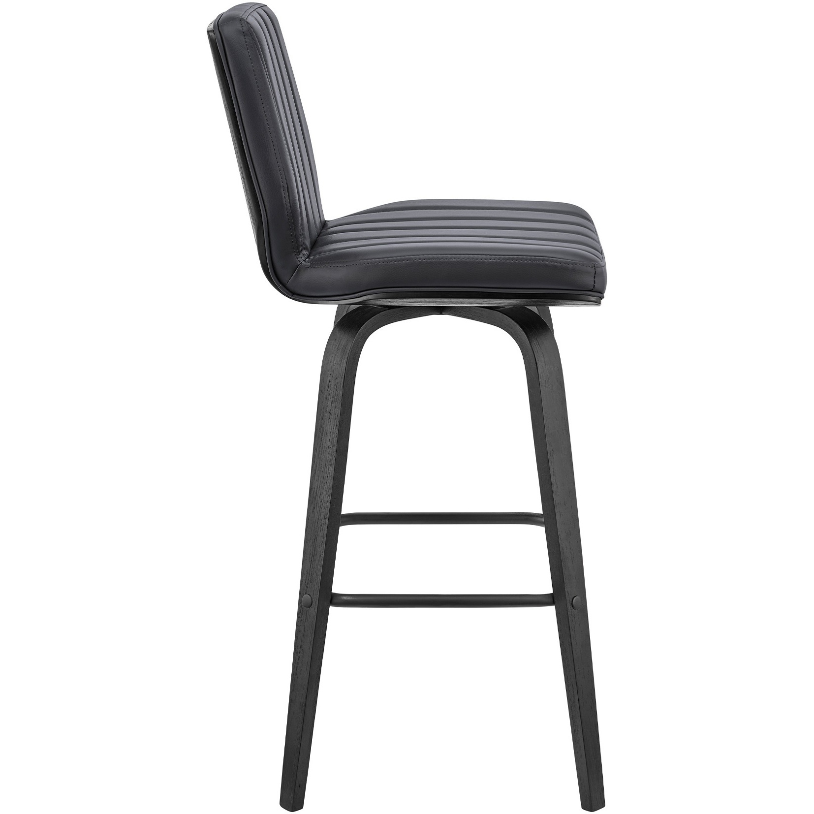 Renee 26" Swivel Grey Faux Leather and Black Wood Bar Stool