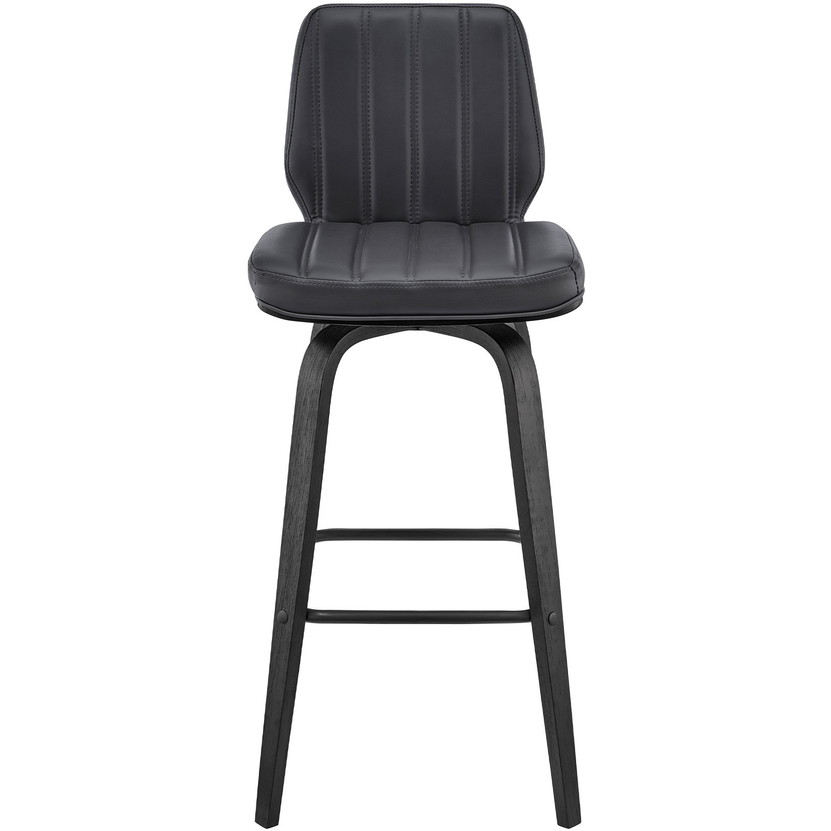 Renee 26" Swivel Grey Faux Leather and Black Wood Bar Stool