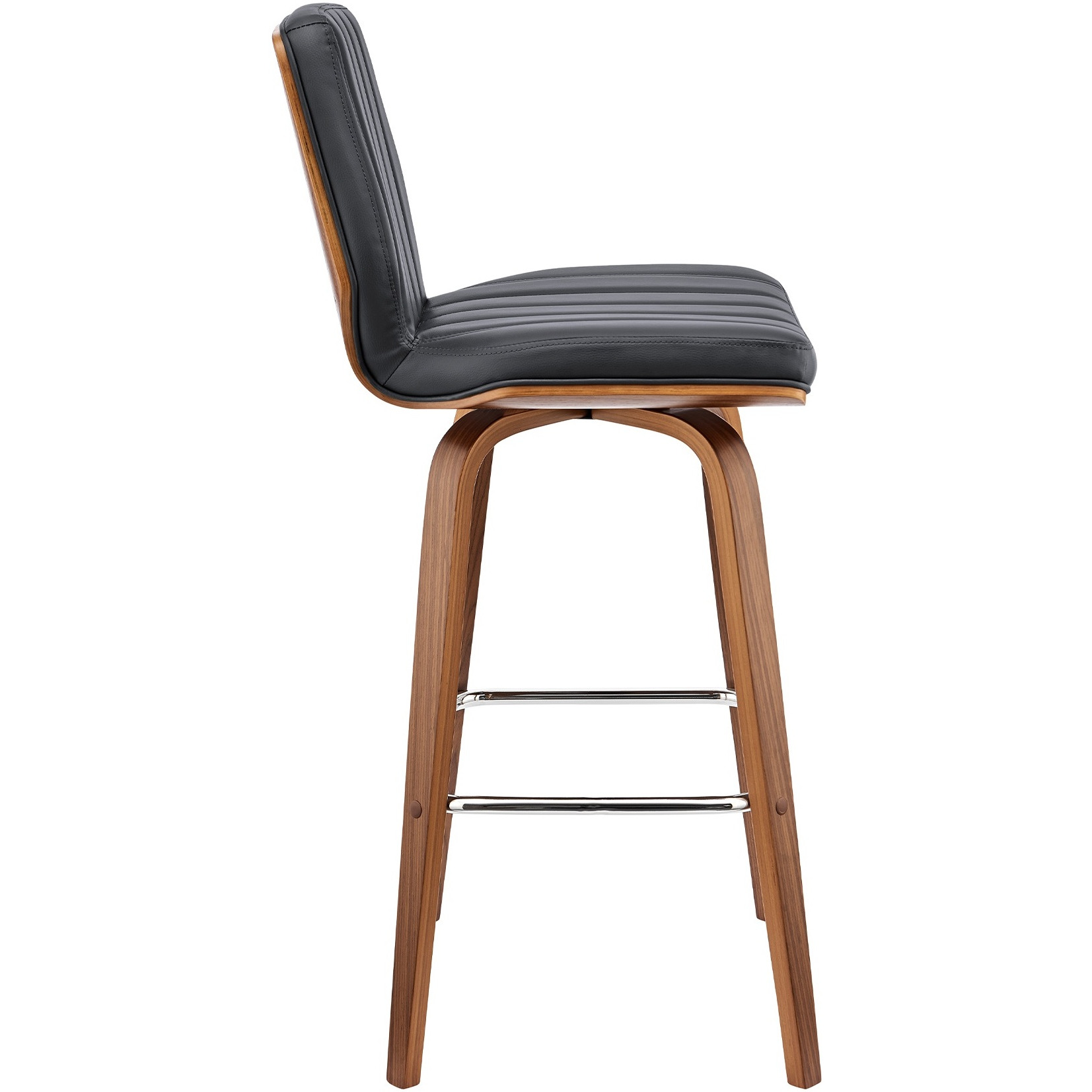 Renee 30" Swivel Grey Faux Leather and Walnut Wood Bar Stool